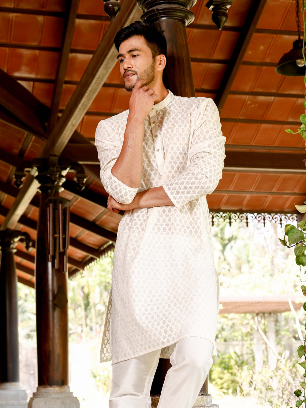 Kora Jaal long kurta for men