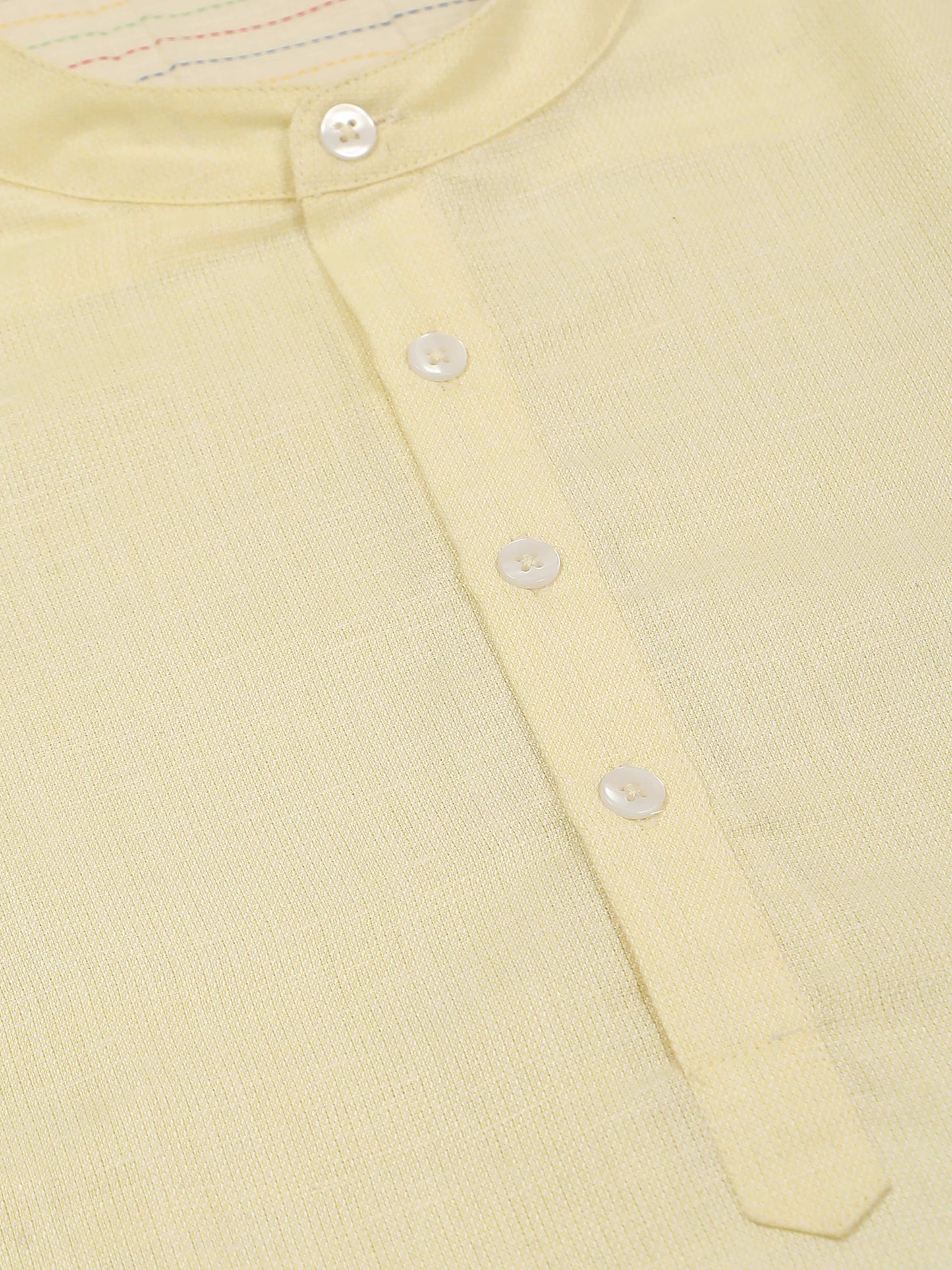 Cream Textured Short Kurta