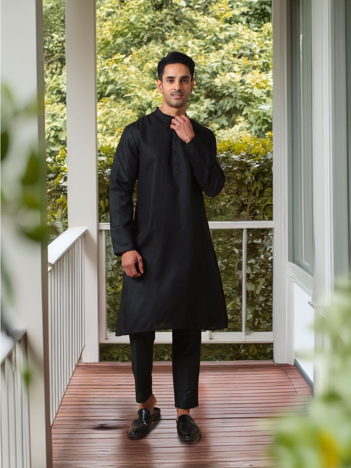 Black Plain Long Kurta