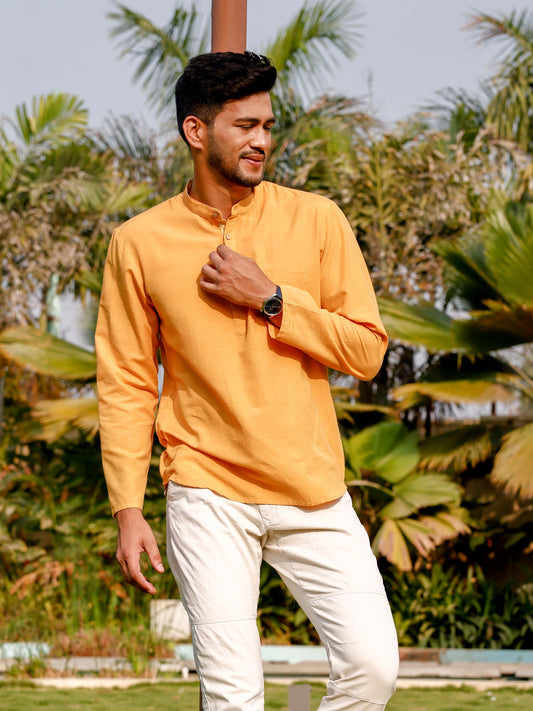 Mustard Yellow Short Kurta Full Sleeve