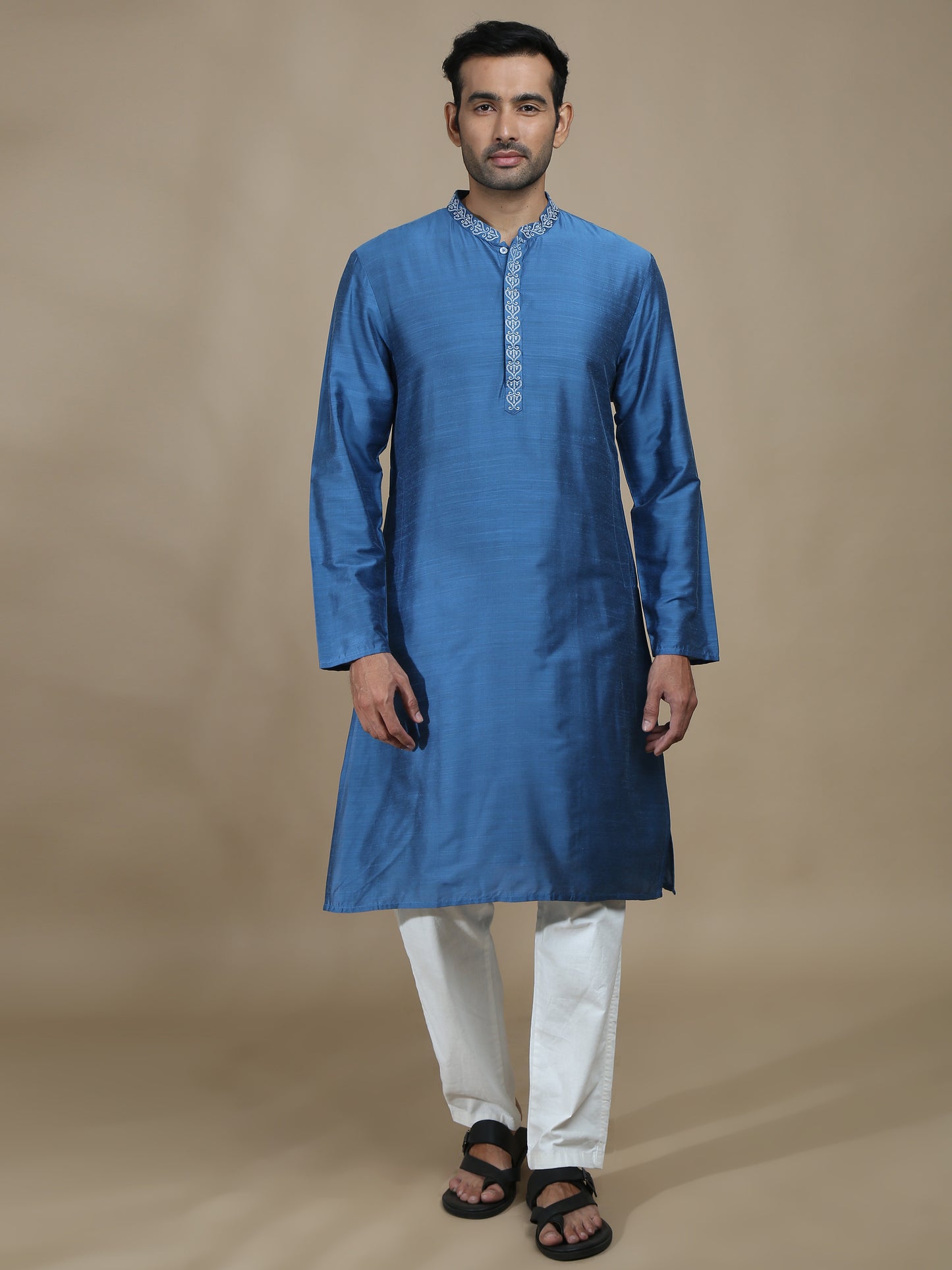 Royal Blue Embroidered Long Kurta