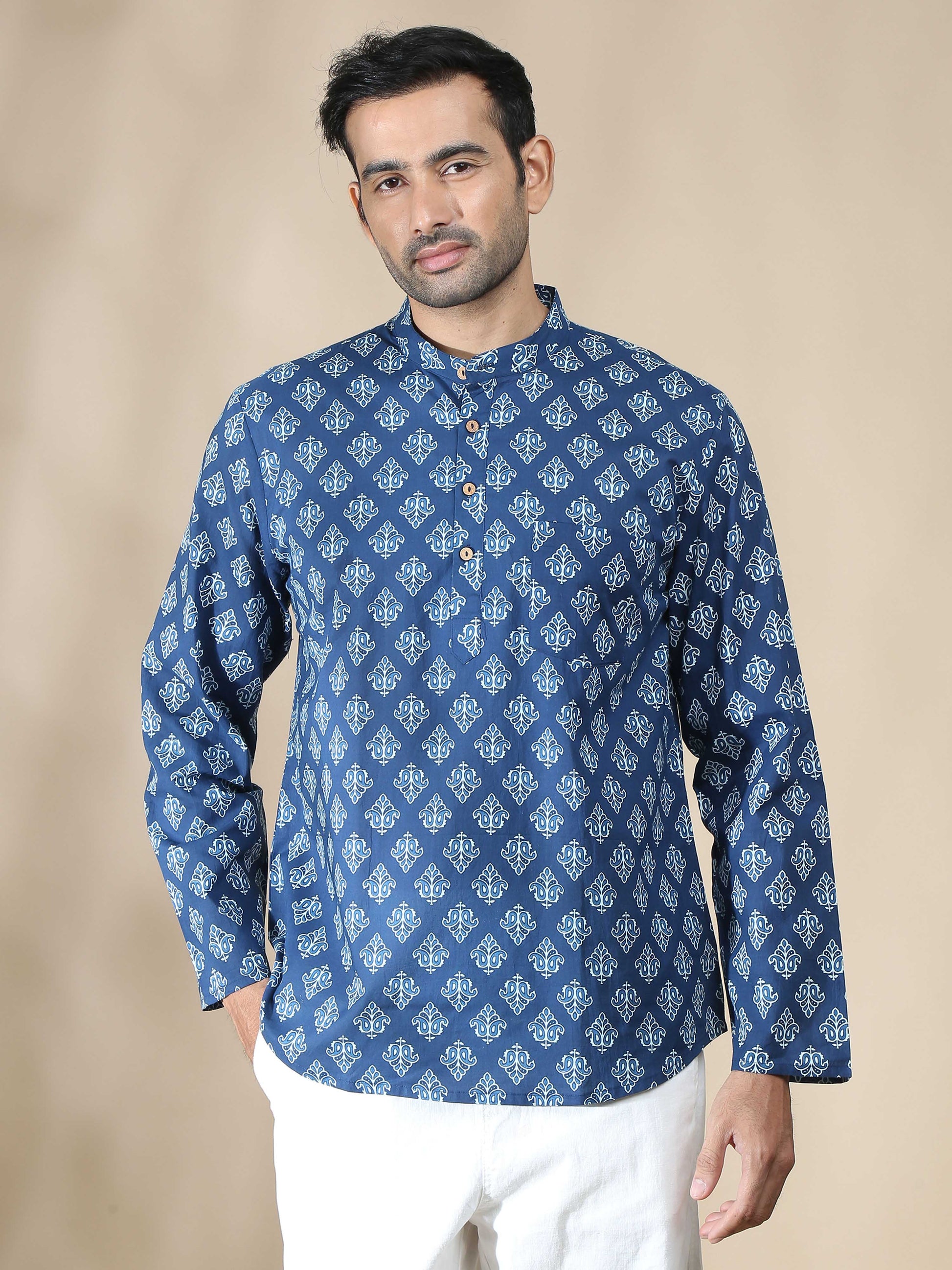 Indigo Jaipur Printed Short Kurta for Men