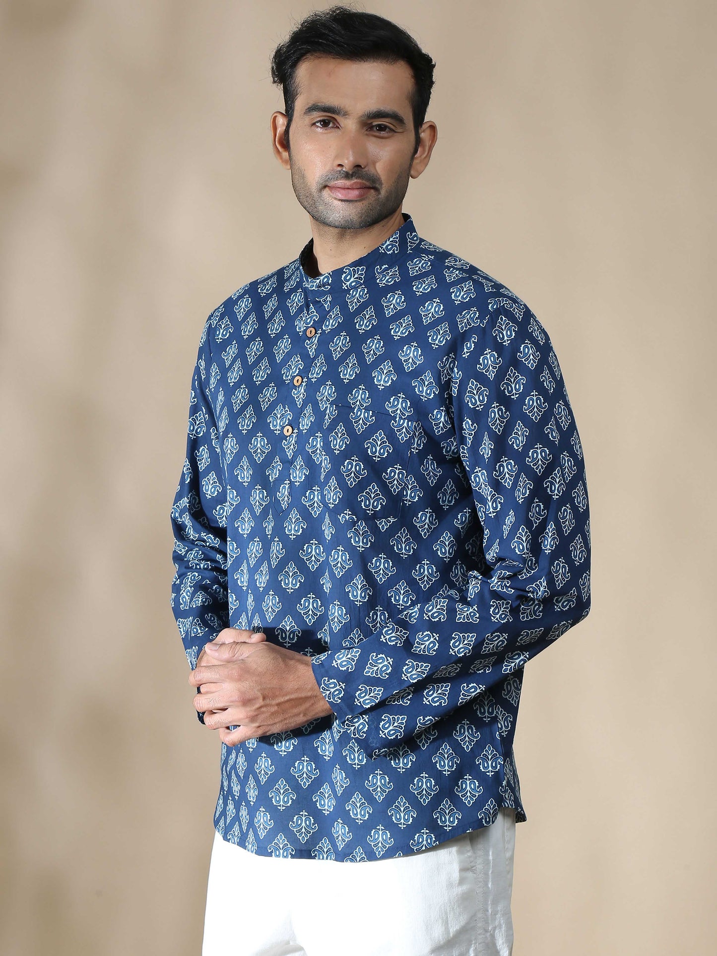 Indigo Jaipur Printed Short Kurta for Men