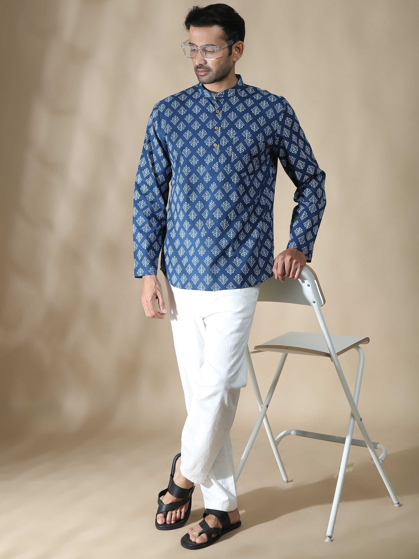 Indigo Jaipur Printed Short Kurta for Men