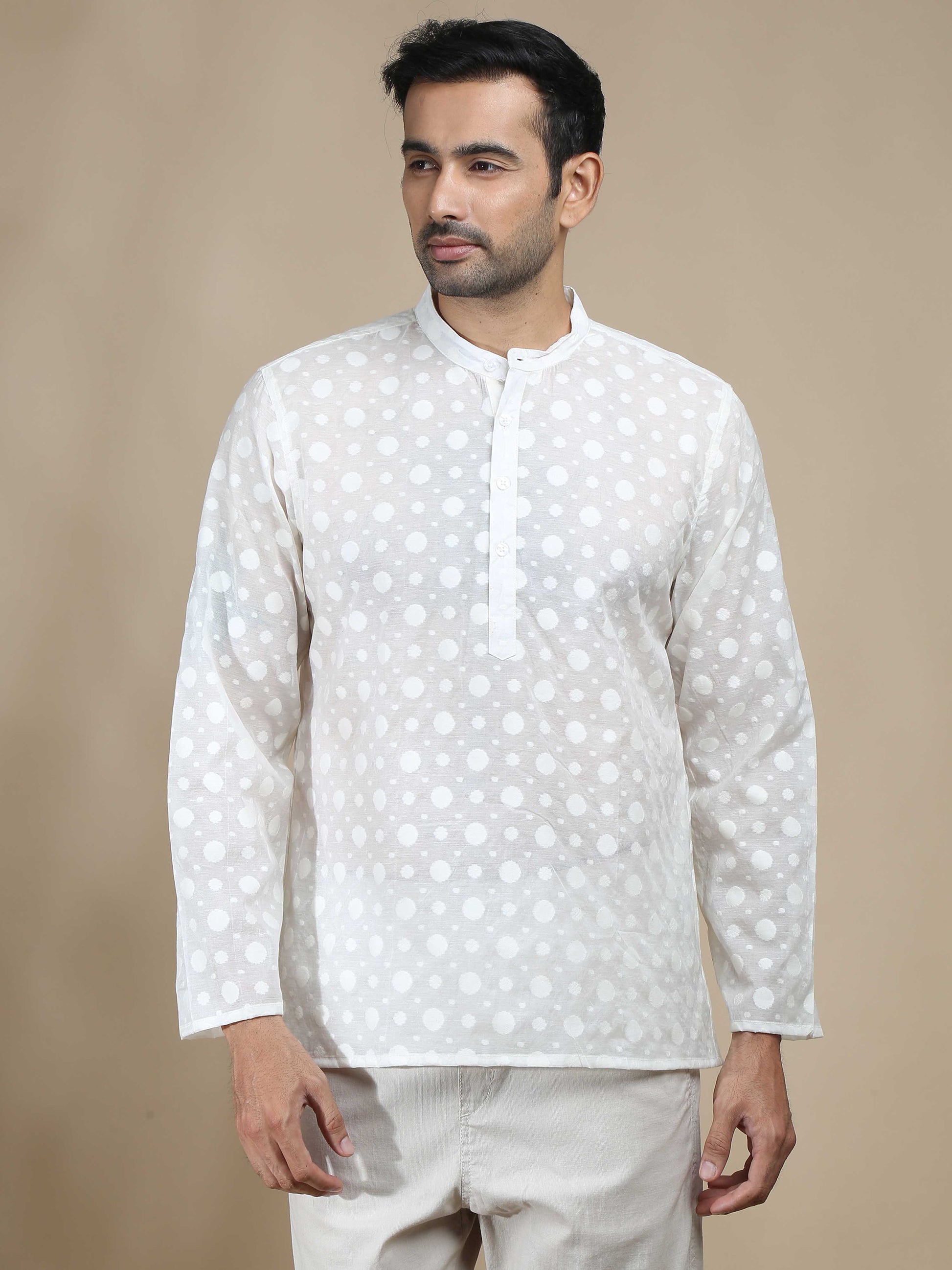 White Short Kurta for Men