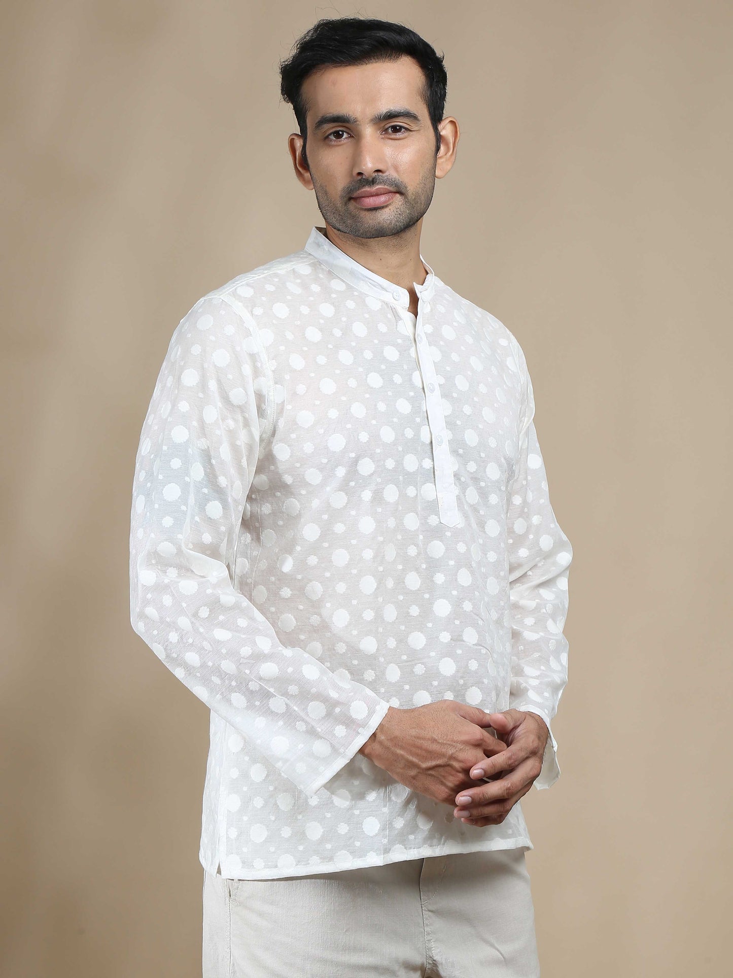 White Short Kurta for Men