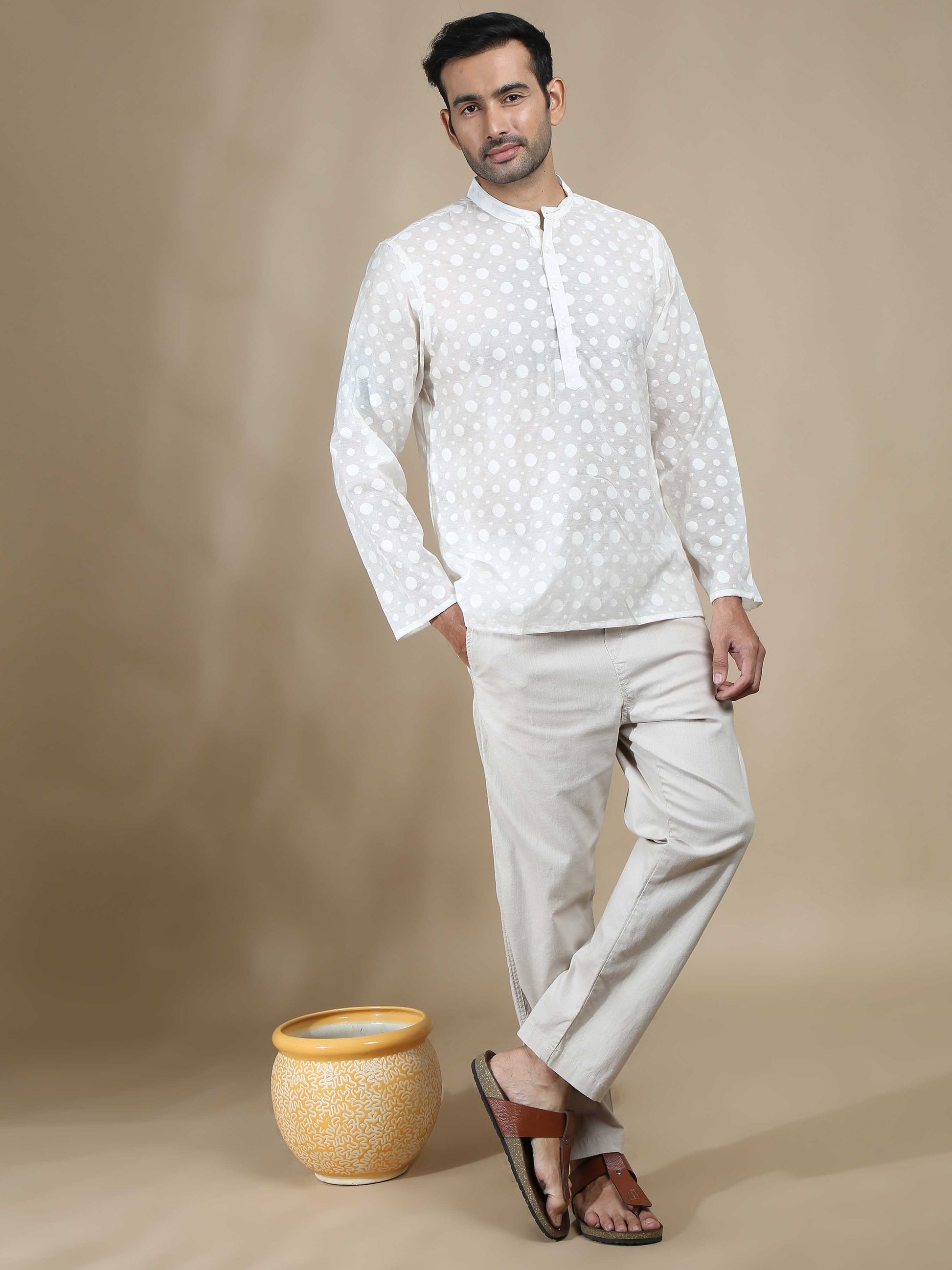 White Short Kurta for Men