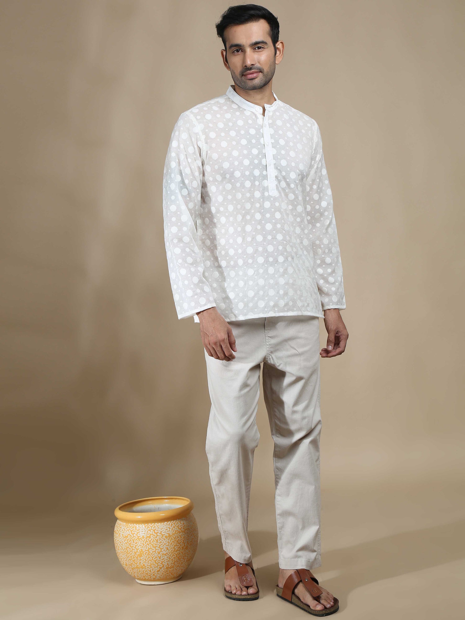 White Short Kurta for Men