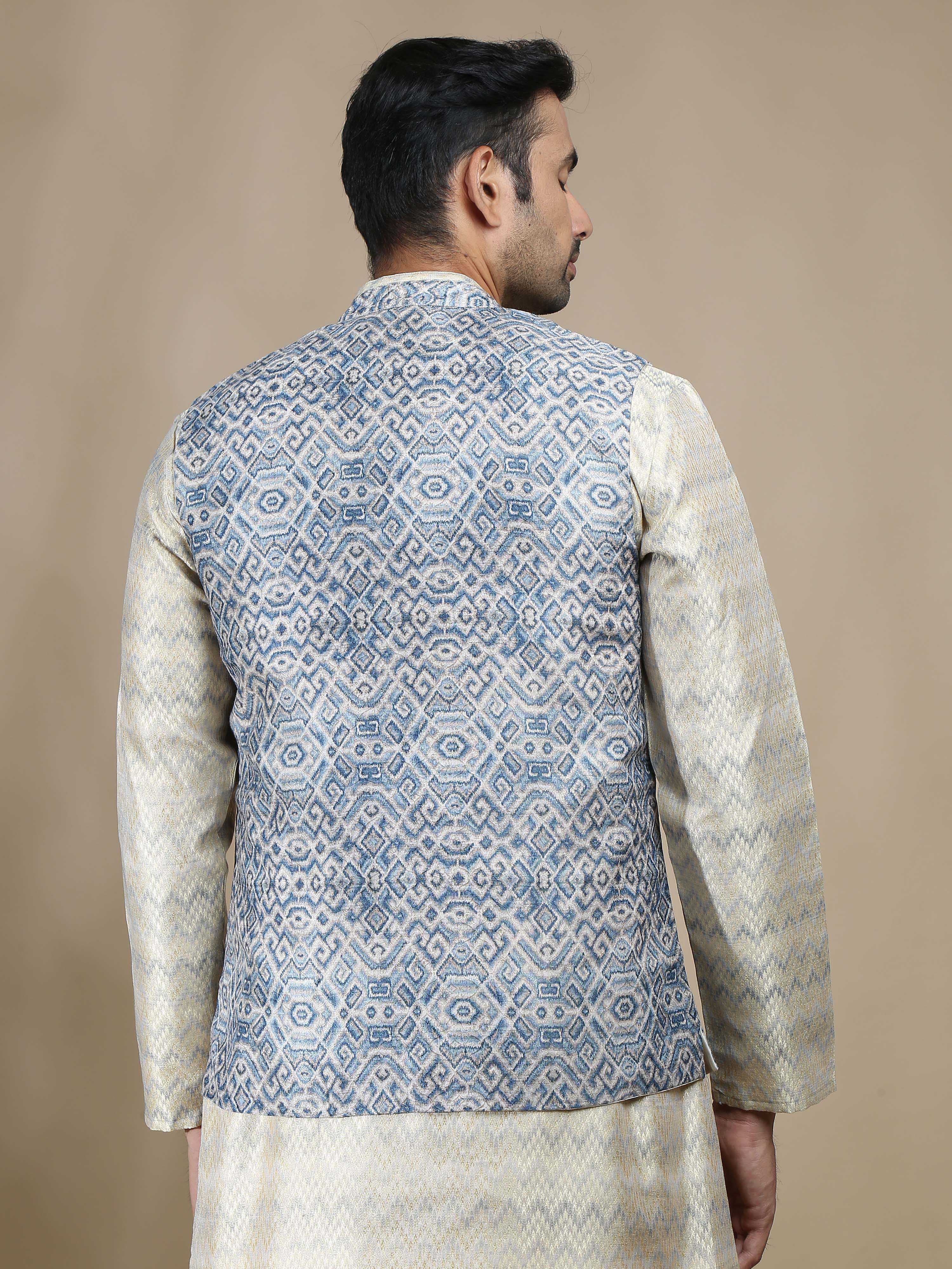 Banarasi print nehru jacket best sale