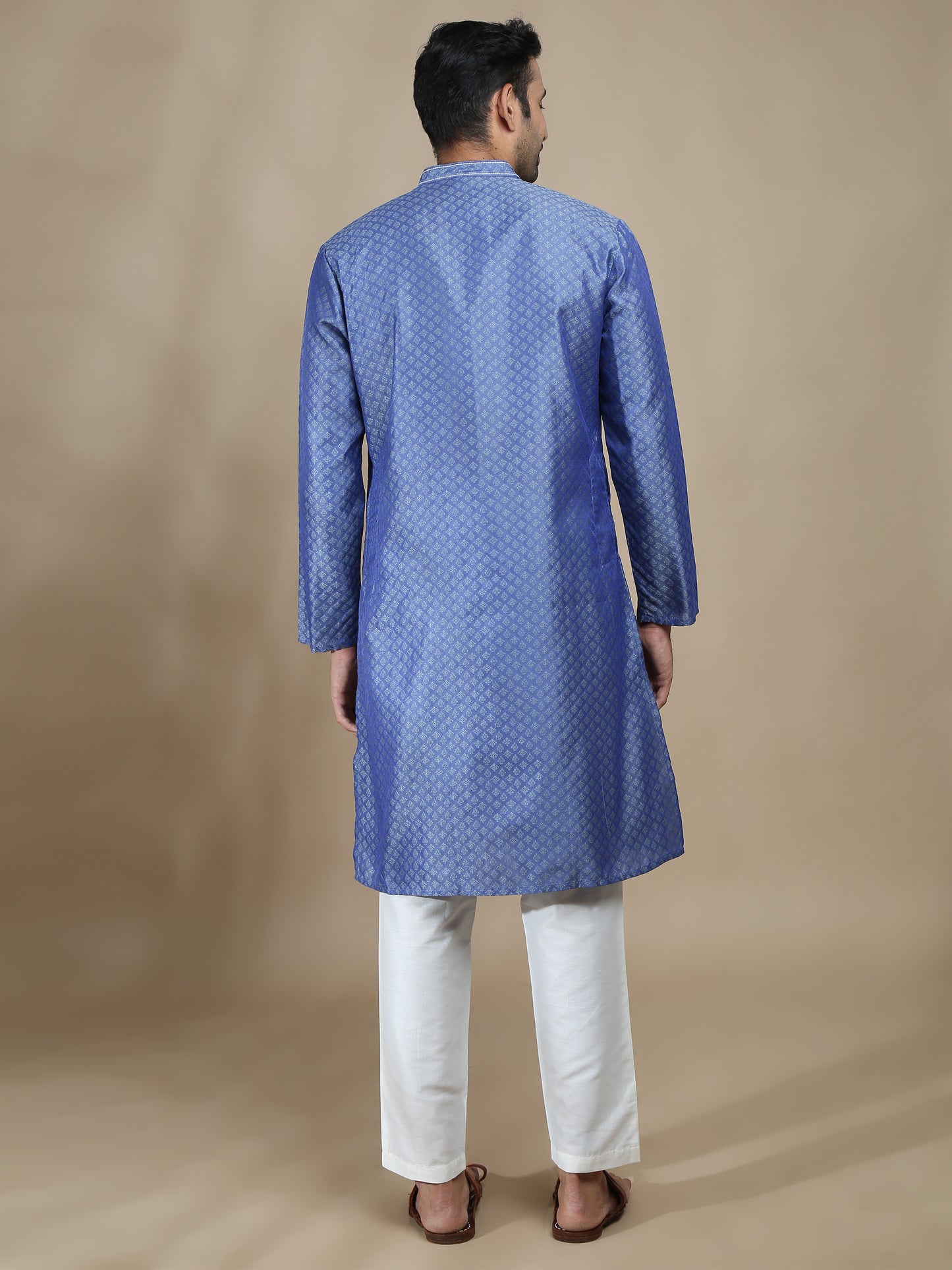 Ink Blue Banarasi Buta Long Kurta