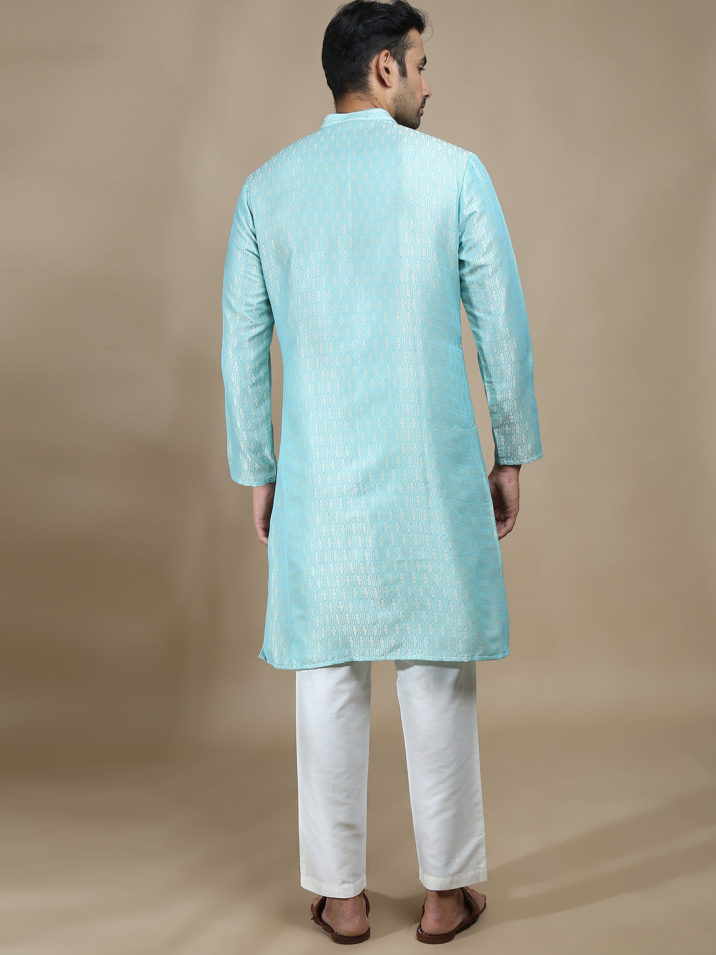 Mint Blue Banarasi Buta Long Kurta