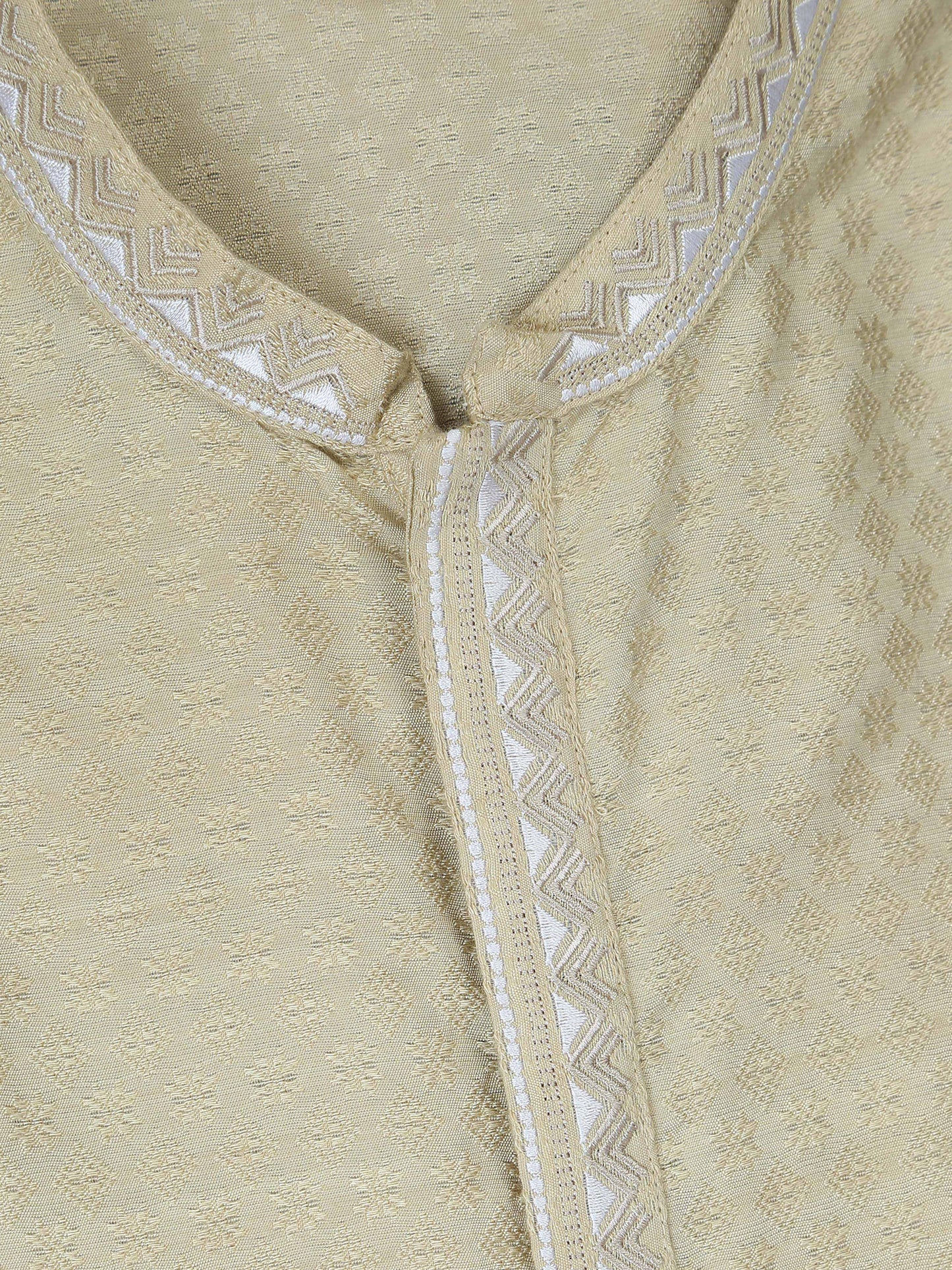 Light Yellow Embroidered Banarasi Long Kurta for Men