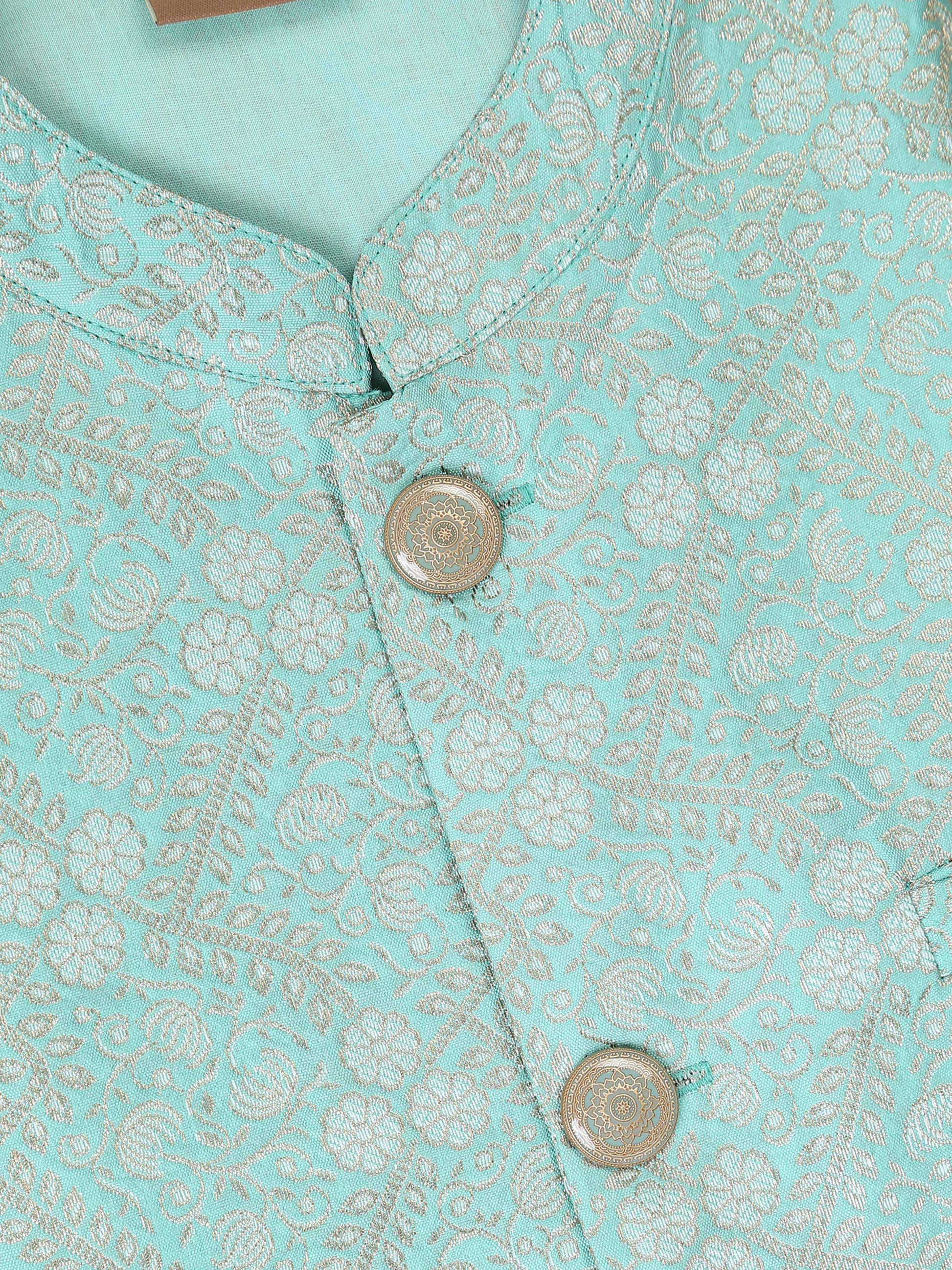 Green Brocade Nehru Jacket for Men