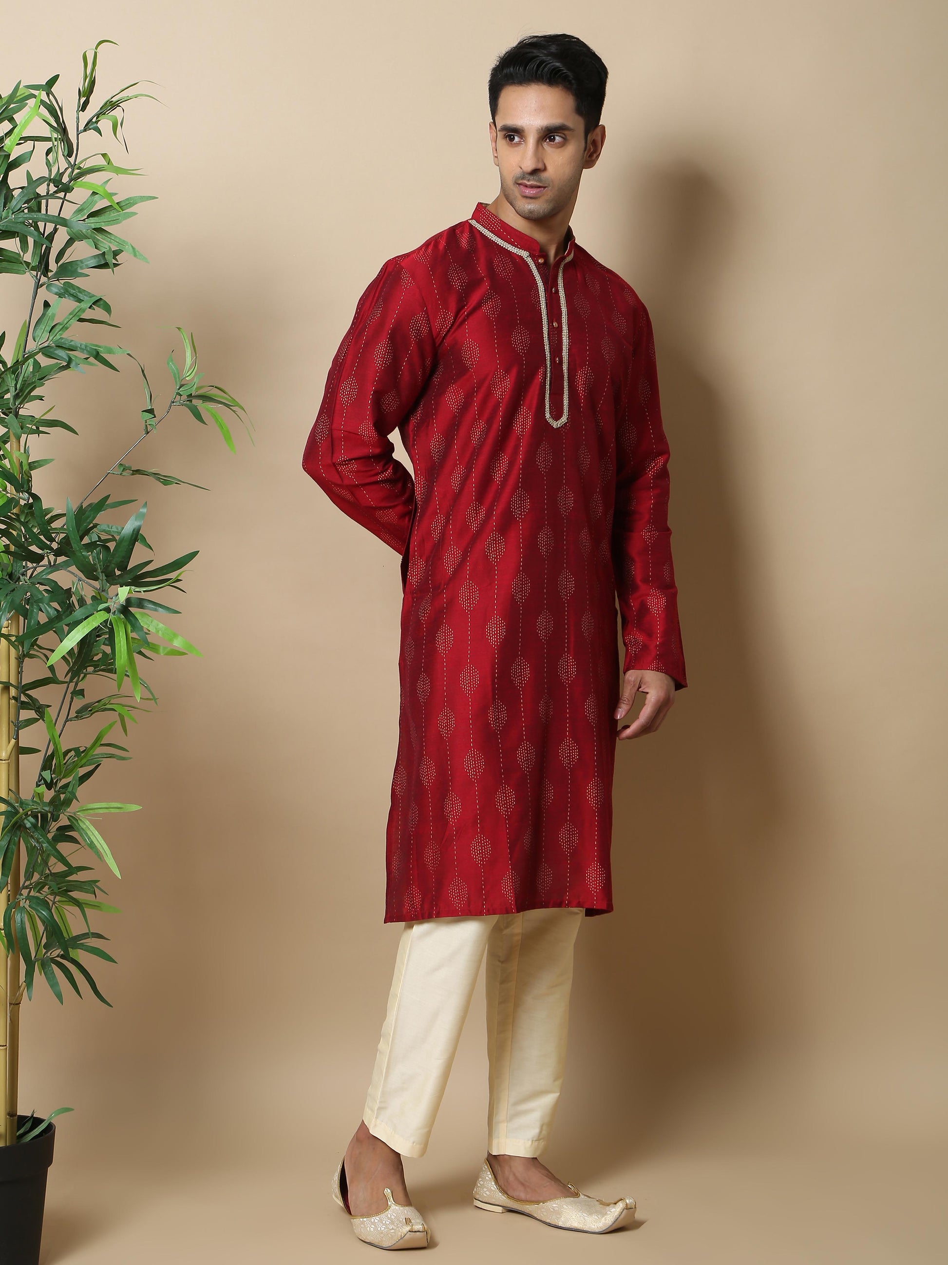 Maroon Long Kurta Designs for Mens 