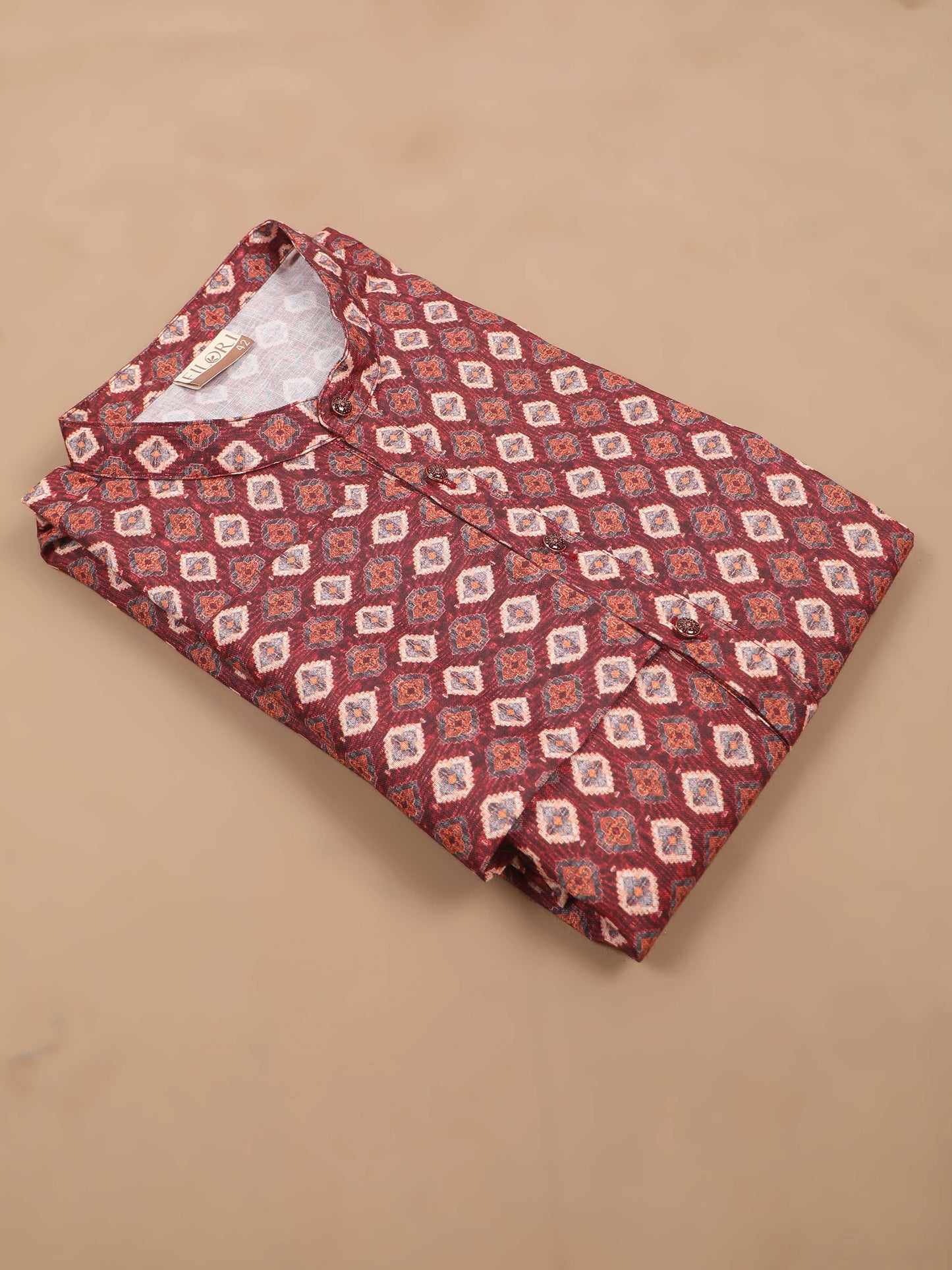 Maroon printed kurta for men