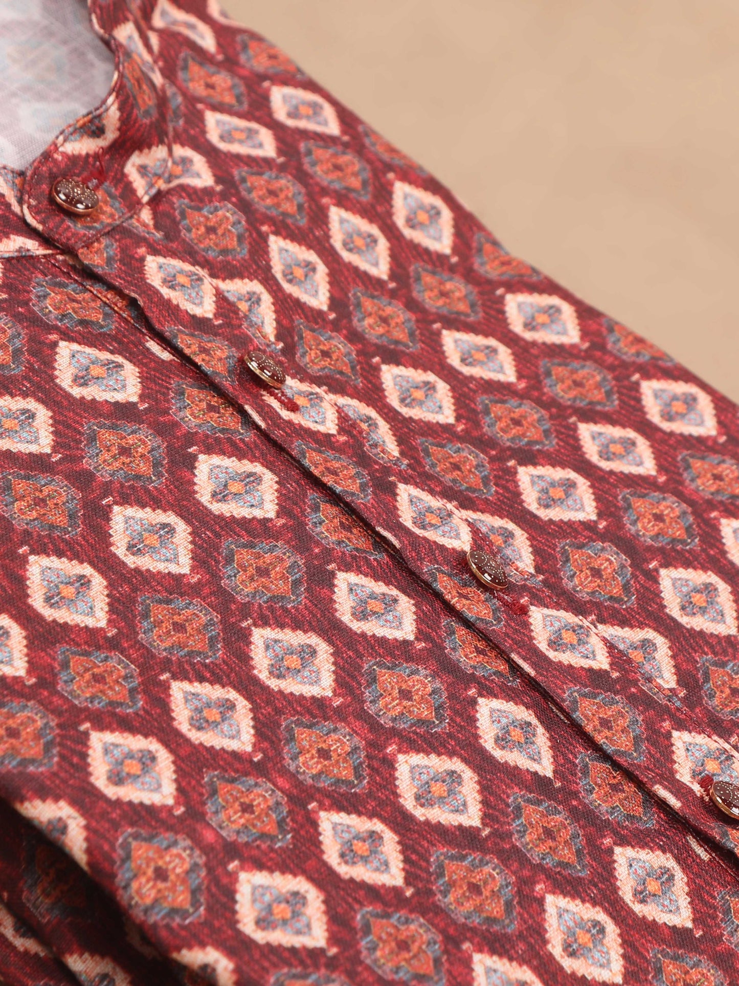 Maroon printed kurta for men