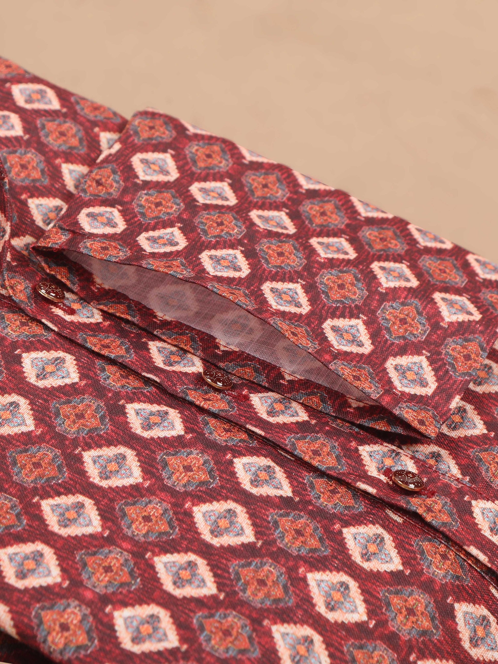 Maroon printed kurta for men