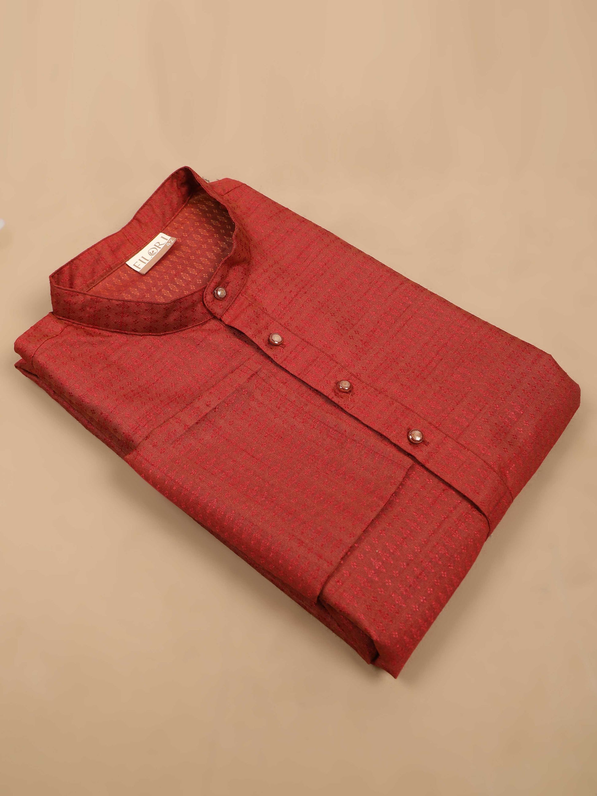 Maroon Banarasi Woven men's long kurtas 