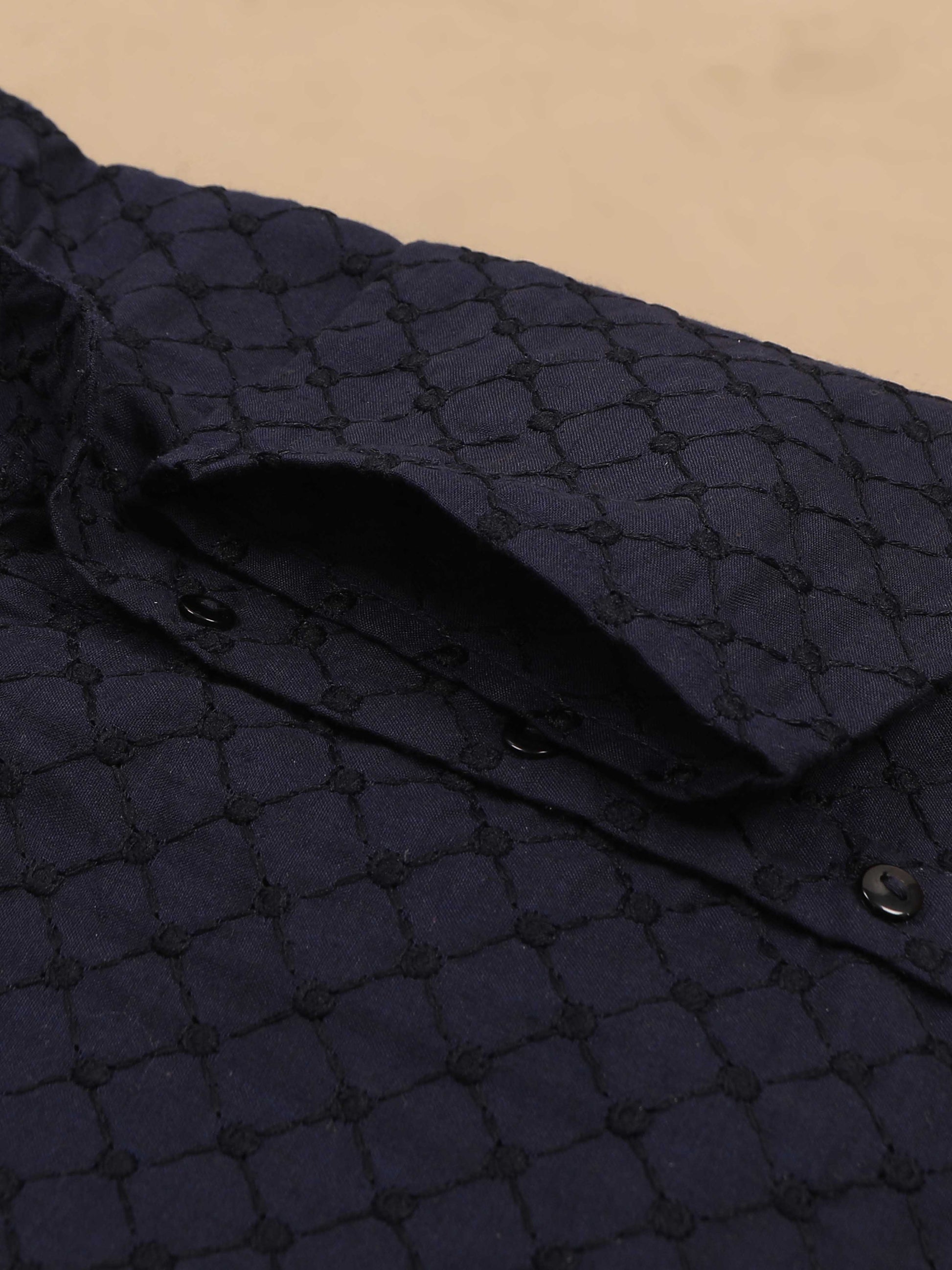 Navy Blue Chikankari long kurta for mens