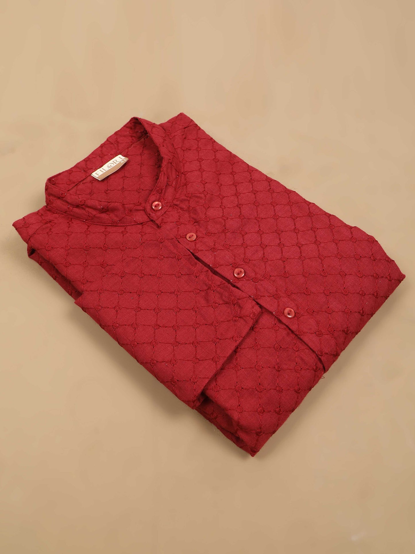 Maroon Chikankari long kurta designs for mens