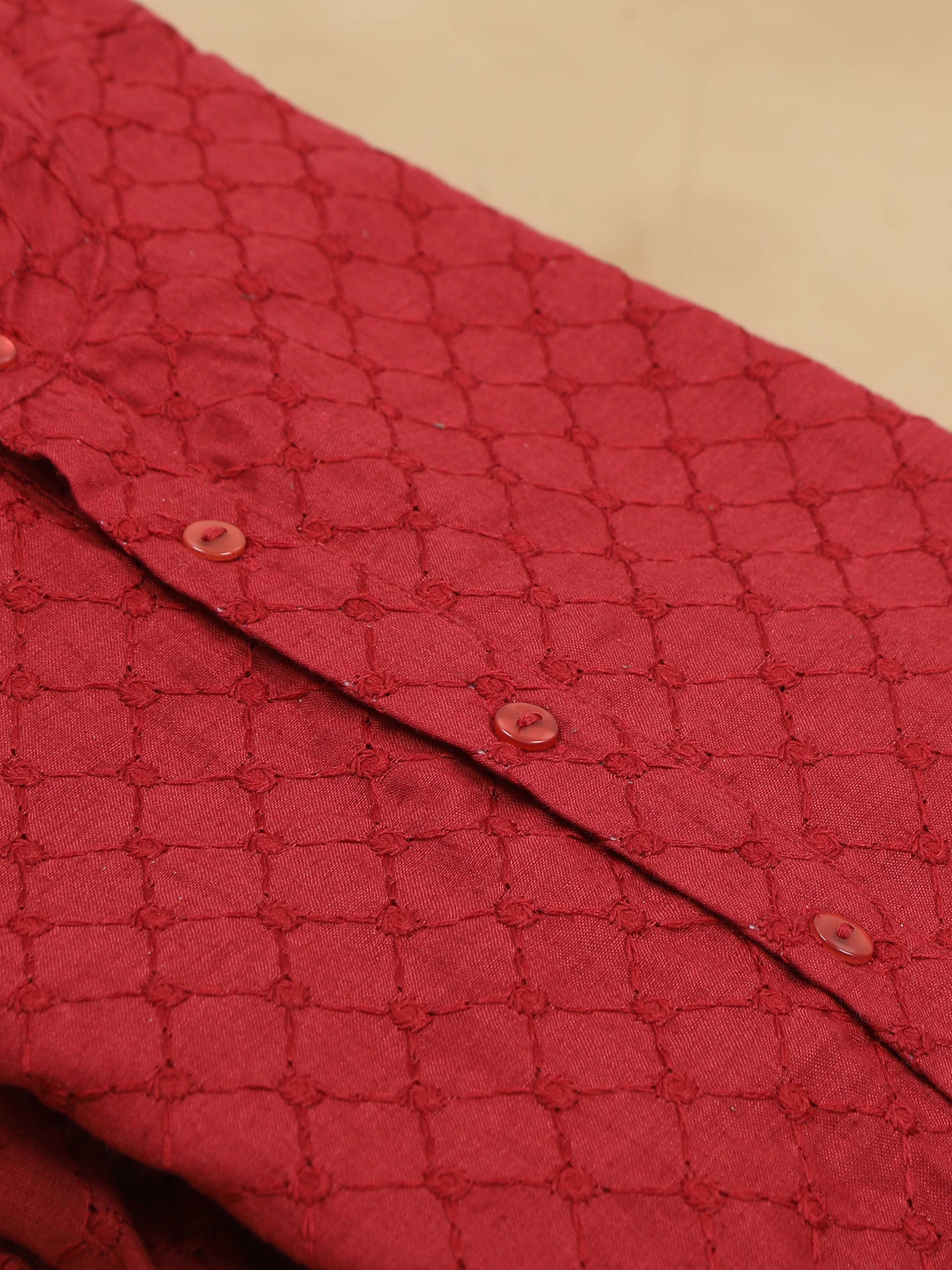 Maroon Chikankari long kurta designs for mens