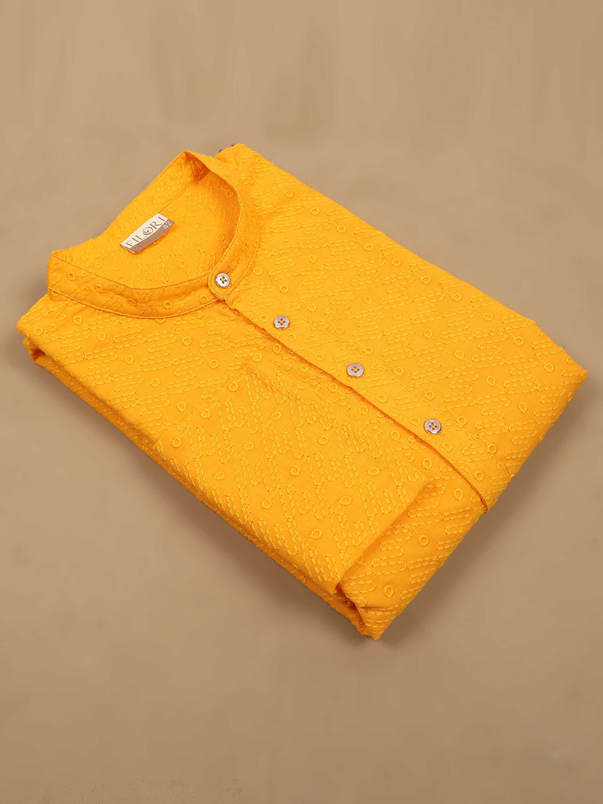 Sunshine Yellow chikankari long kurta