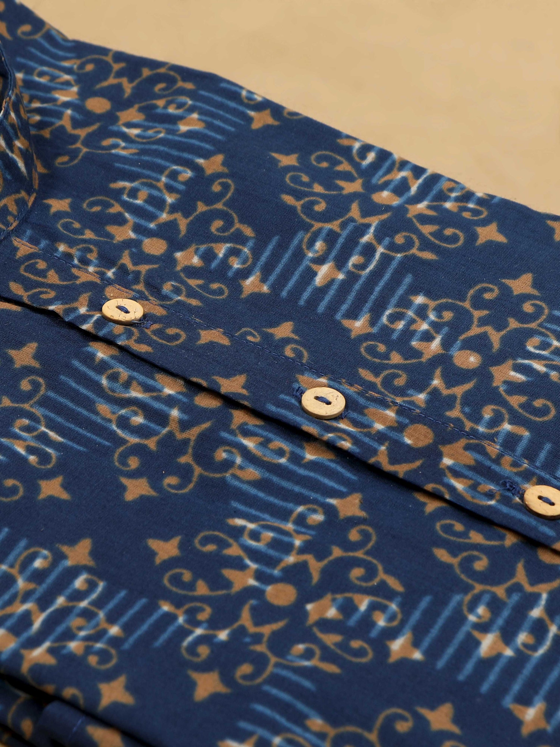 Jaipur Print Blue Long Kurta for Men