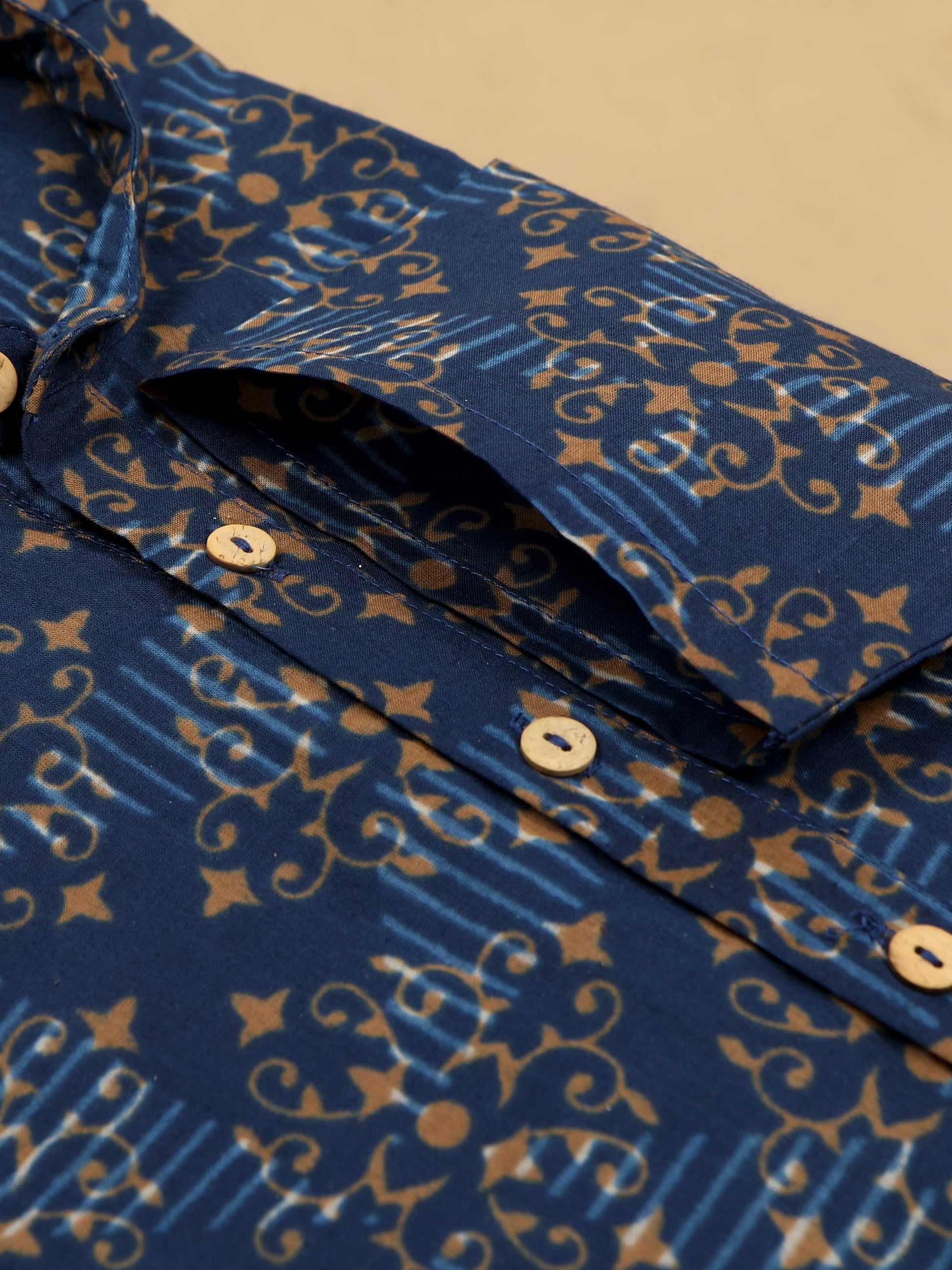 Jaipur Print Blue Long Kurta for Men