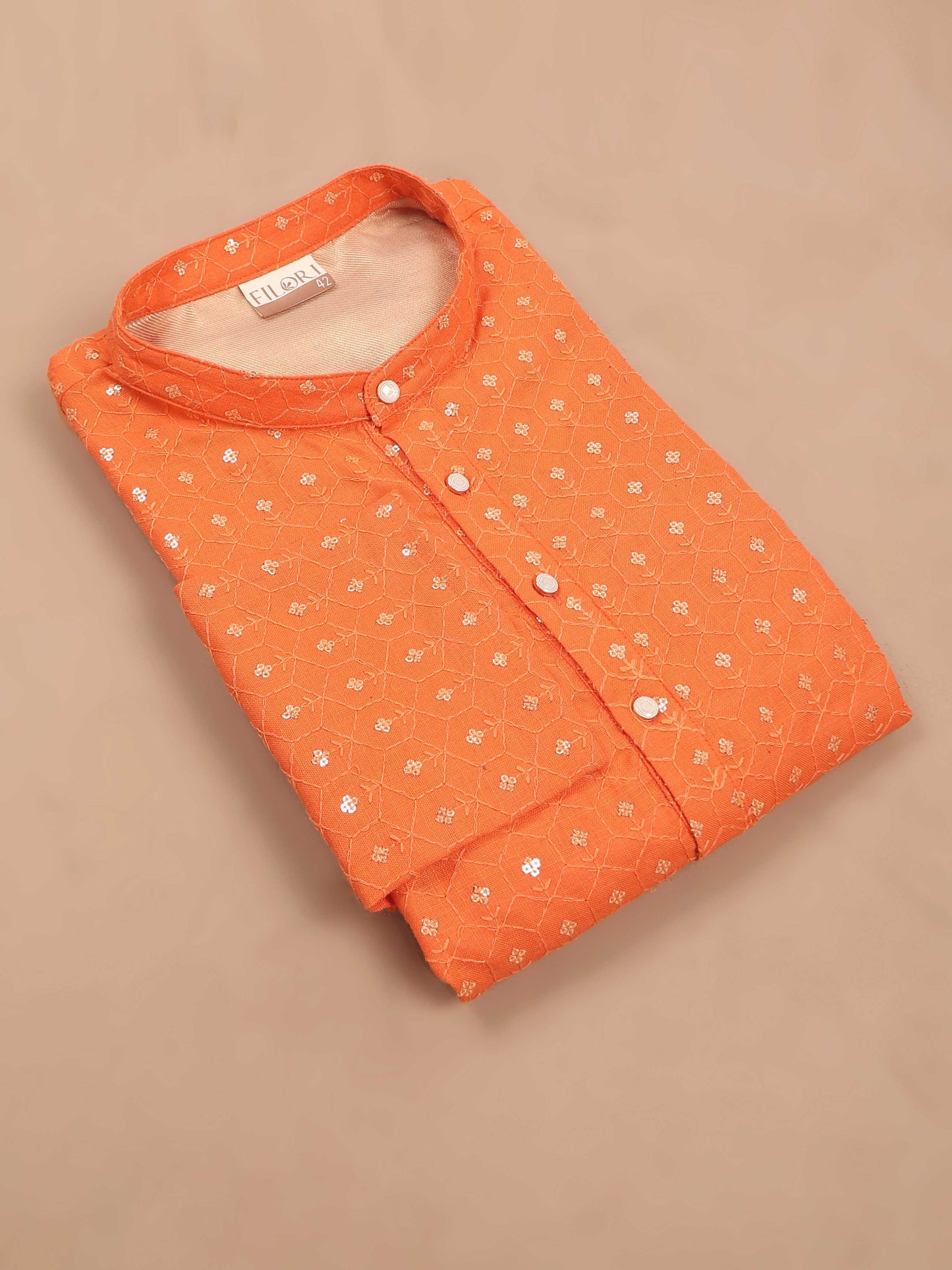 Sunset Orange full sleeve mens kurta