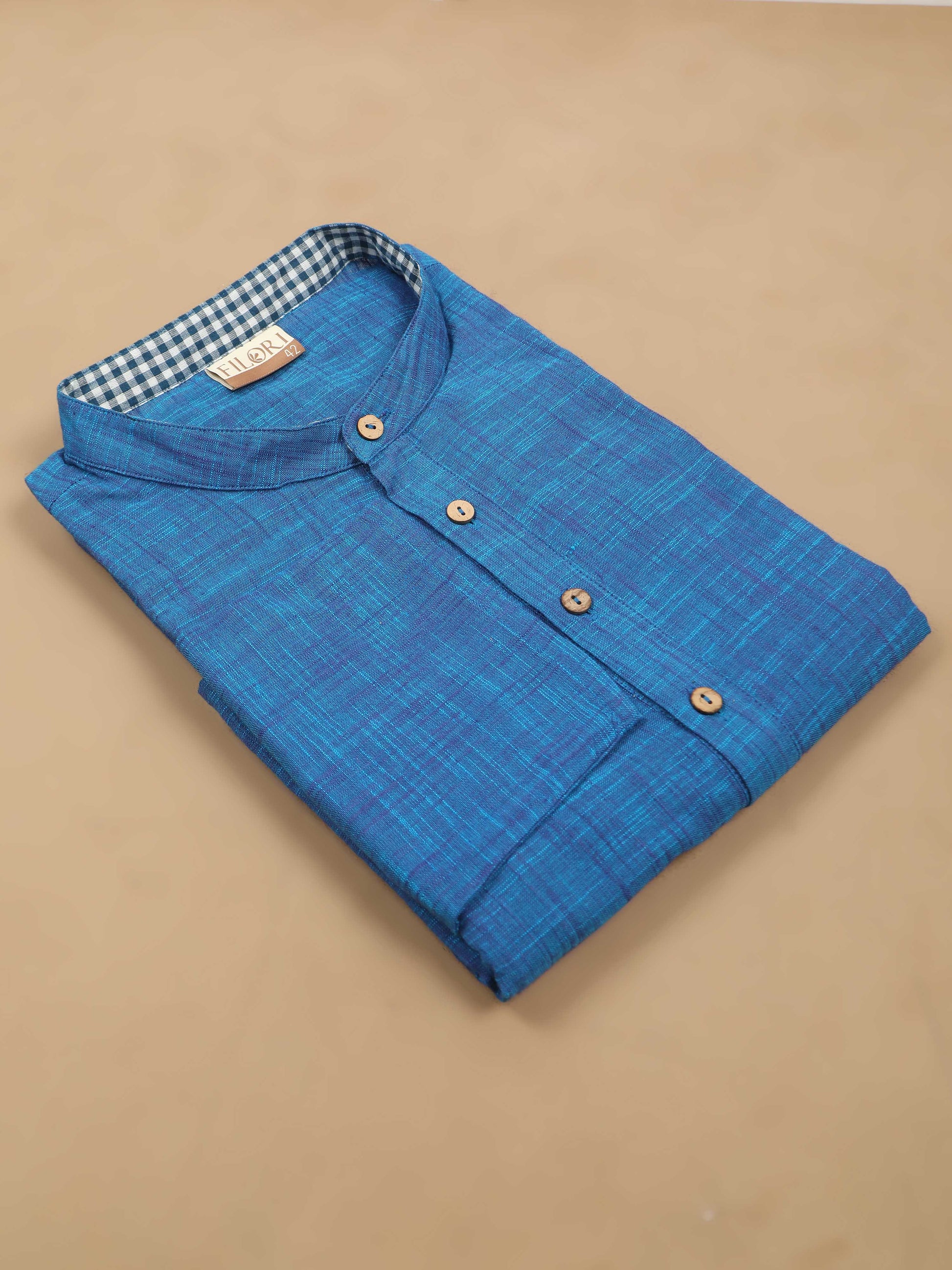 Royal Blue cotton long kurta for mens