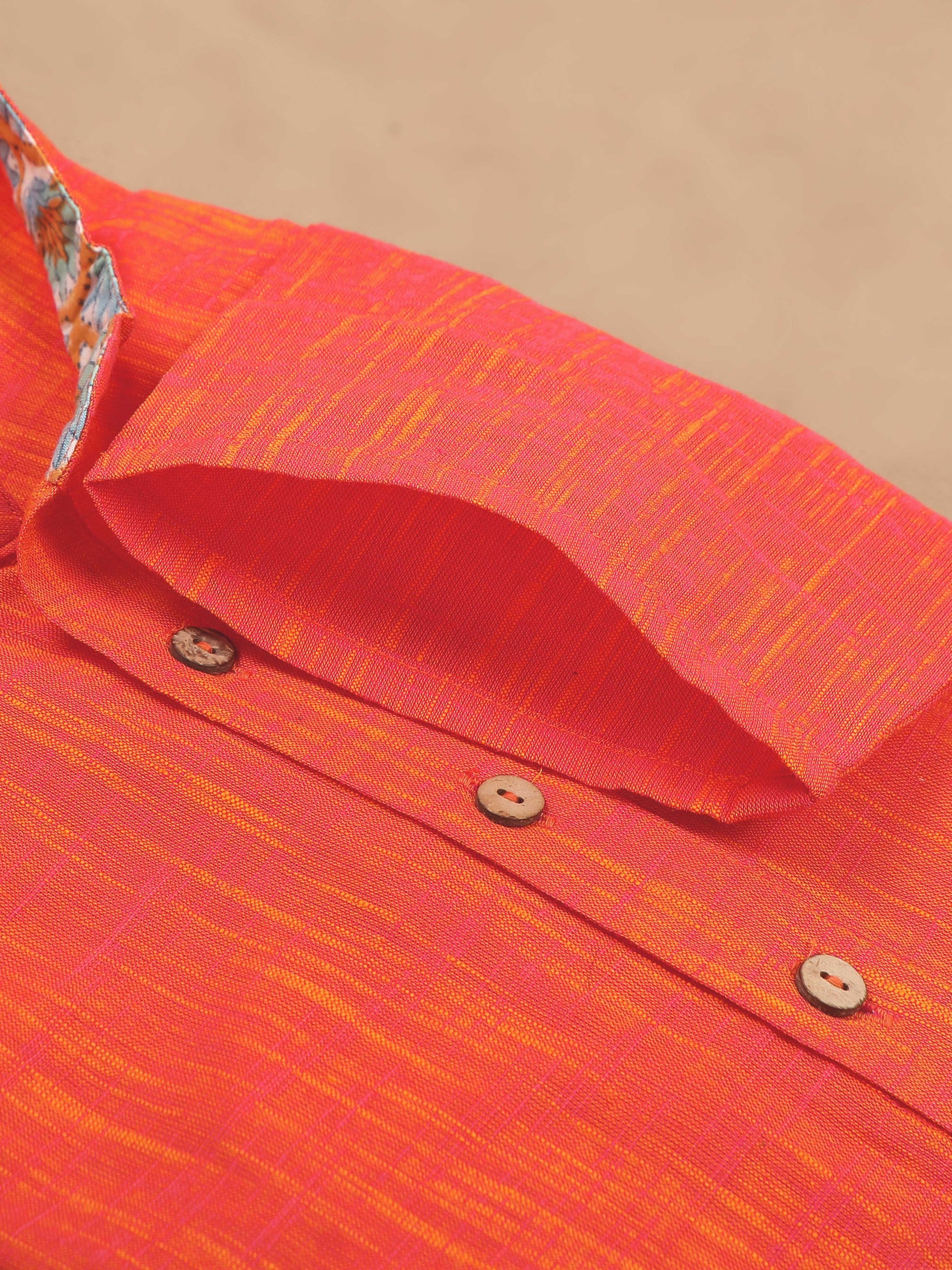 Orange Cotton Long Kurta For Men