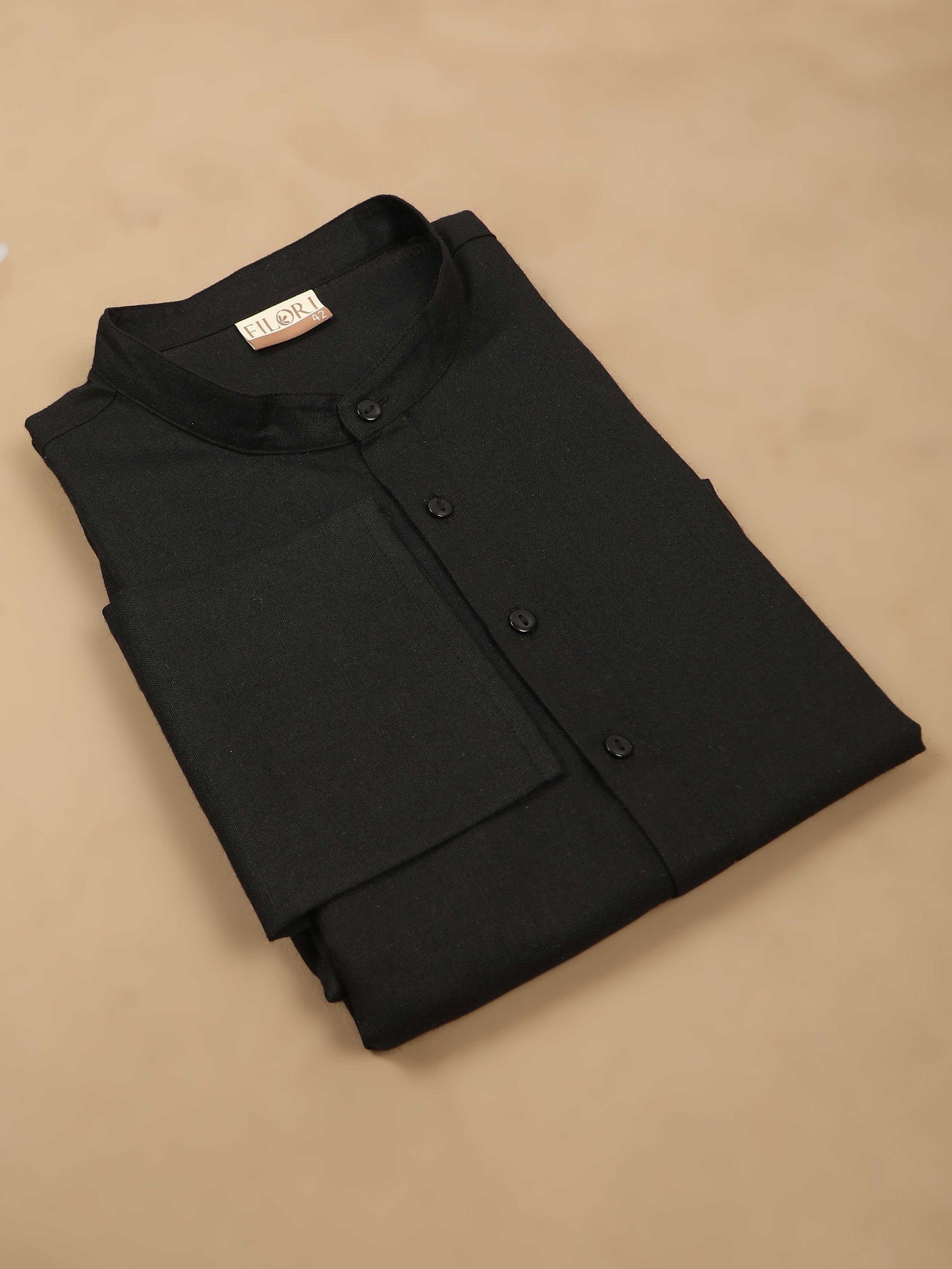 Black Plain long cotton kurta for men