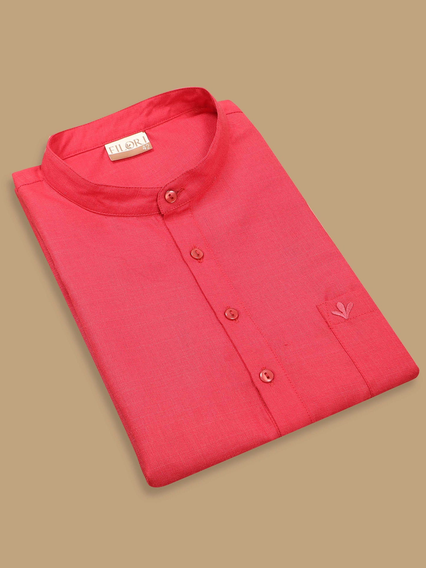 Cherry Red short kurta for men