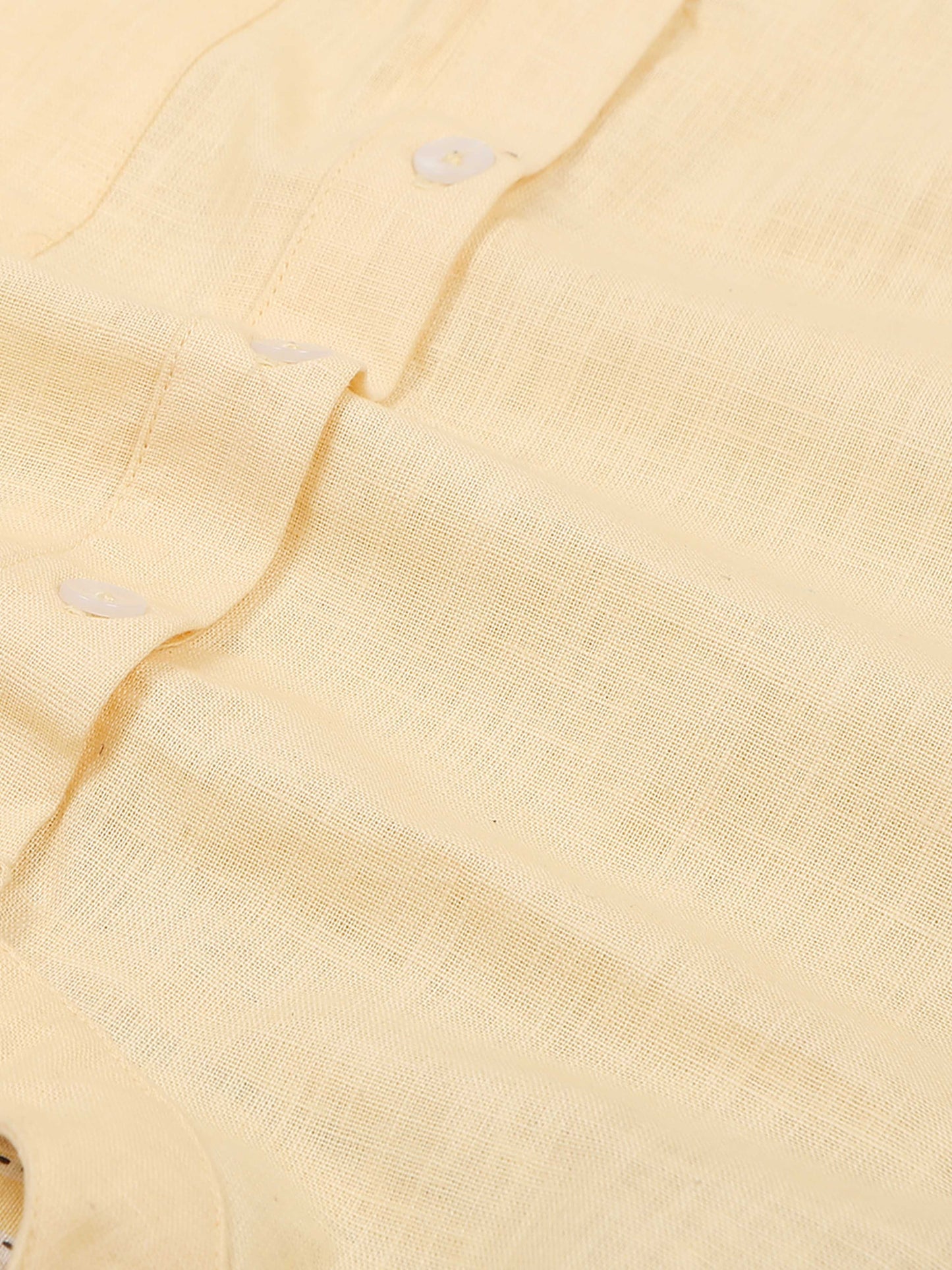 Lemon Yellow Cotton Short Kurta For Men