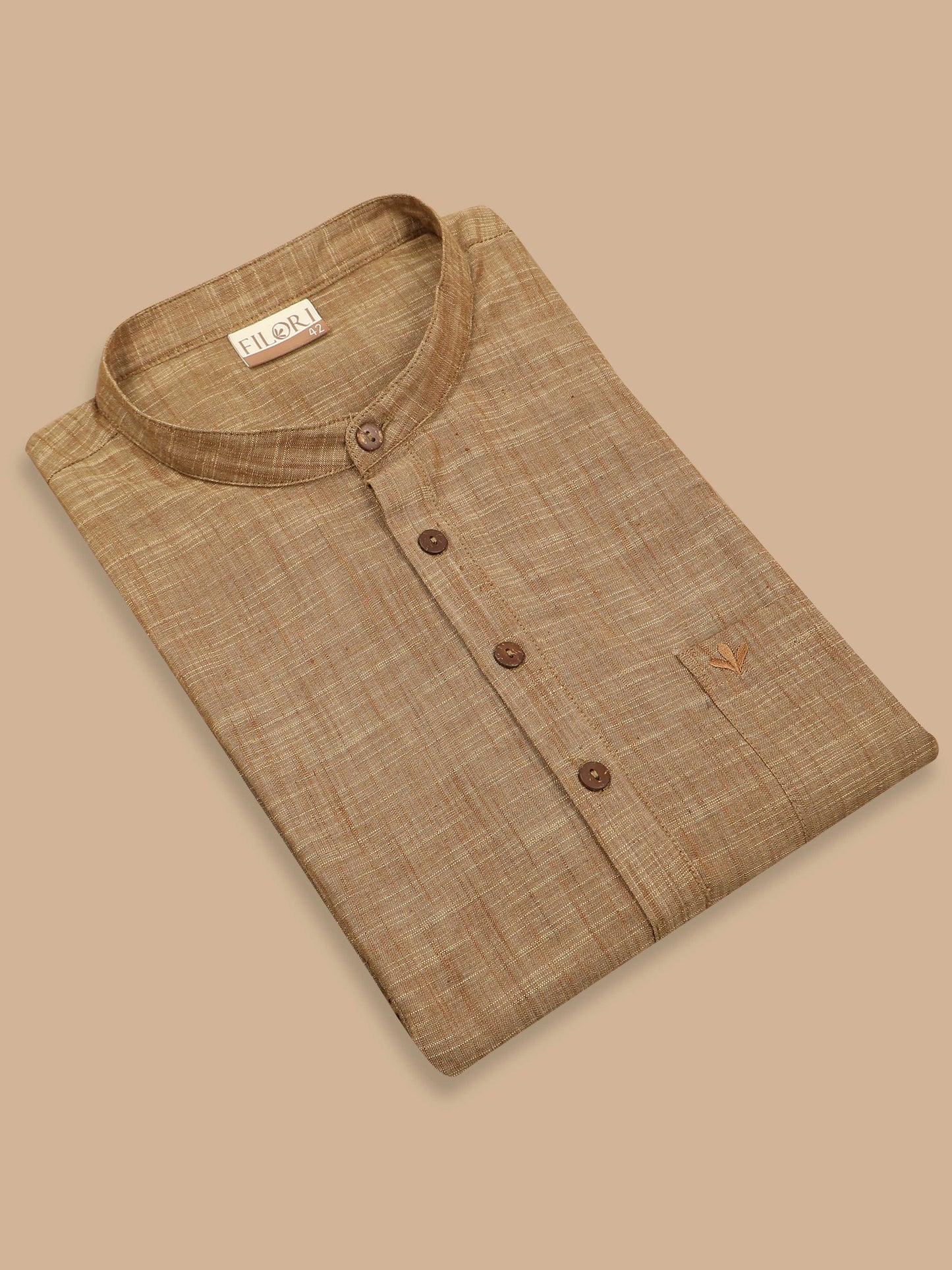 Khadi Grey Cotton short kurta for men