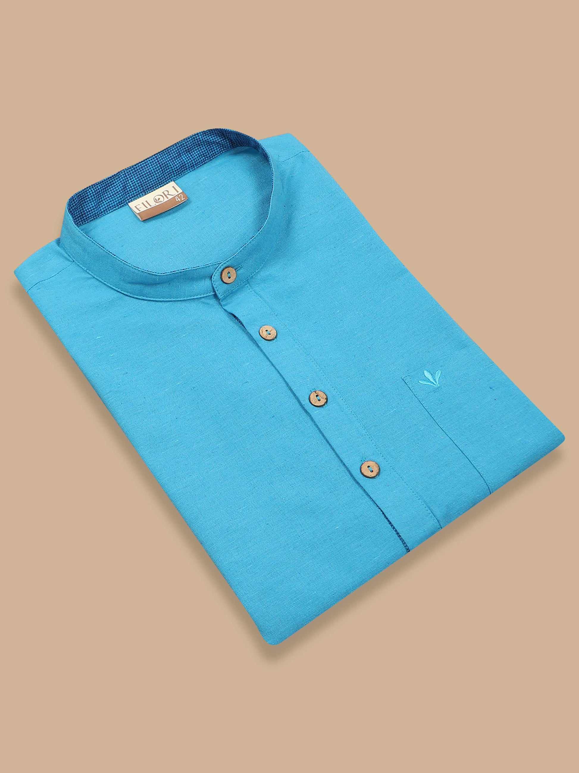 Sky Blue men's short kurta shirt