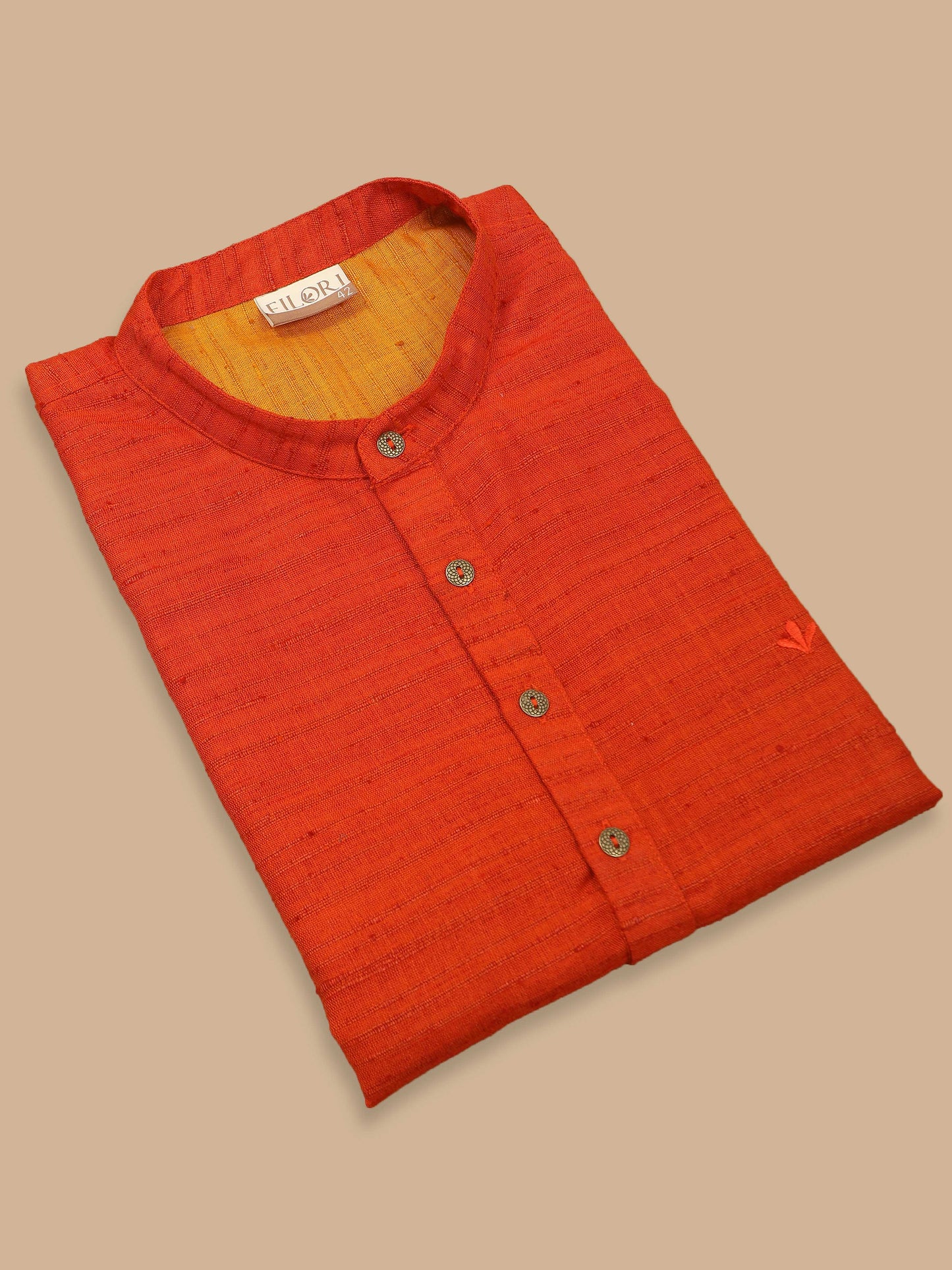 Orange Red short printed kurta