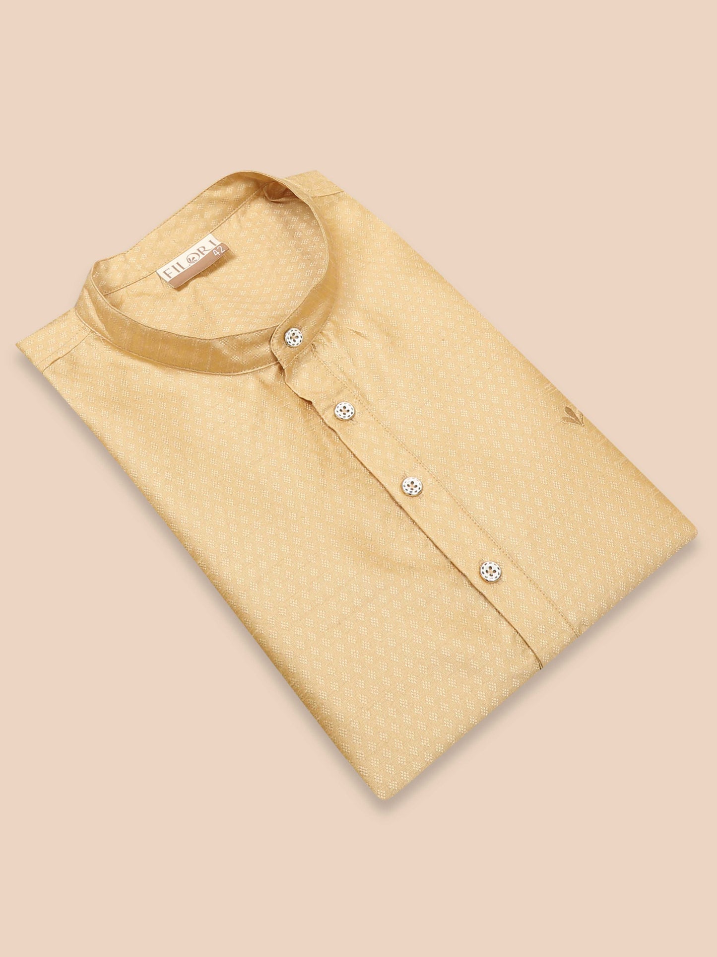 Gold designer short kurta for mens