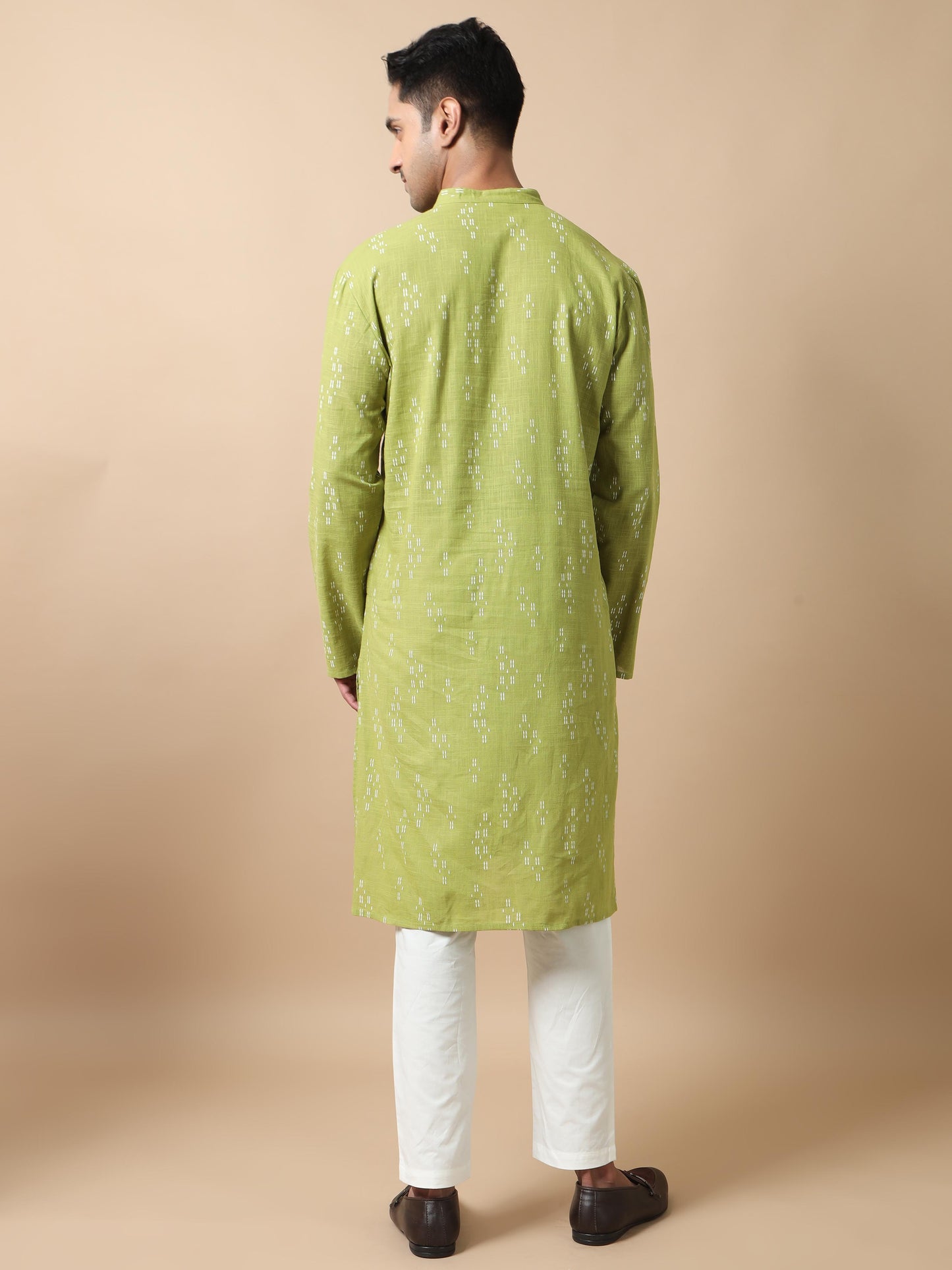 Pista Green printed kurta for men