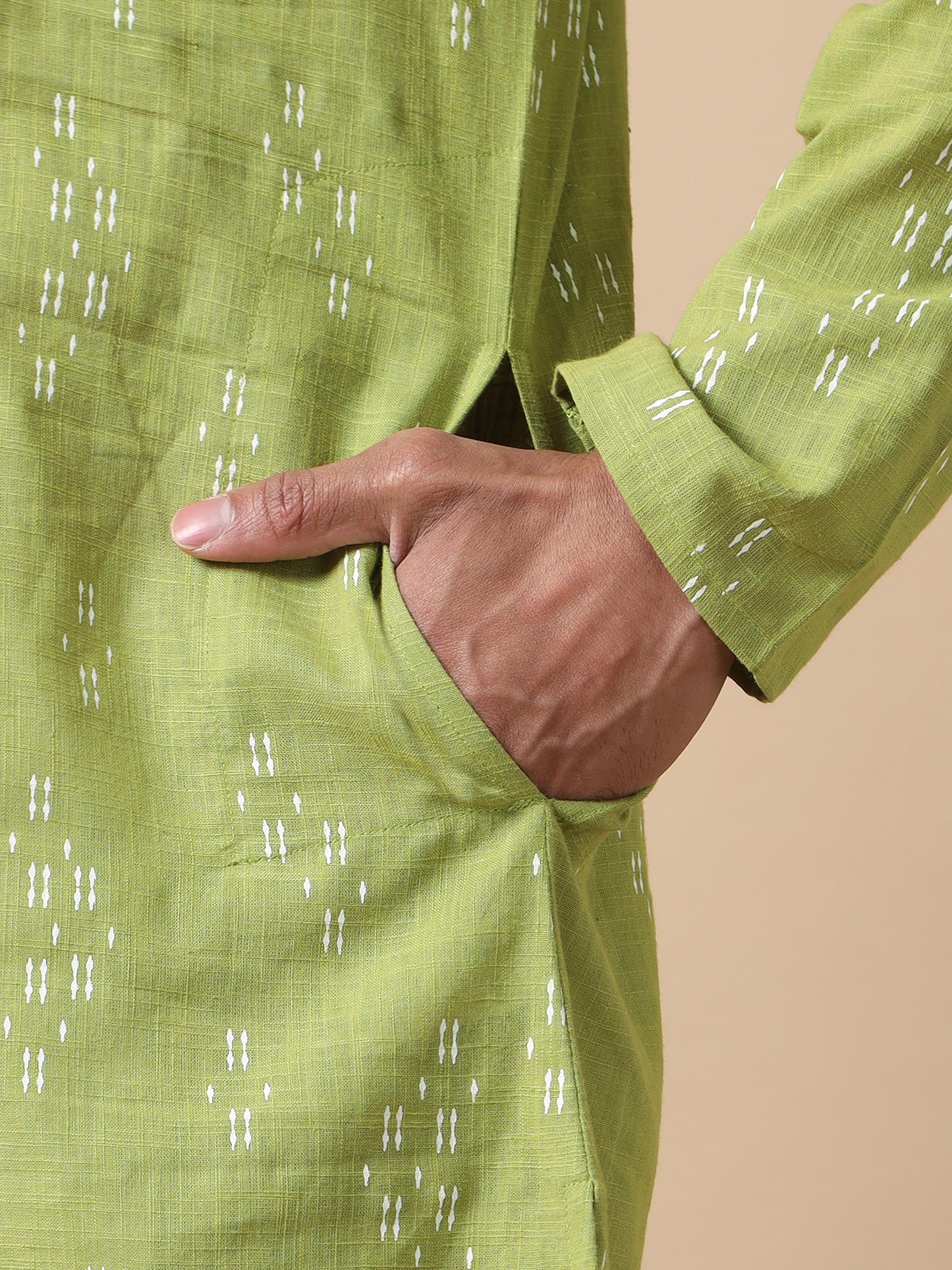 Pista Green printed kurta for men