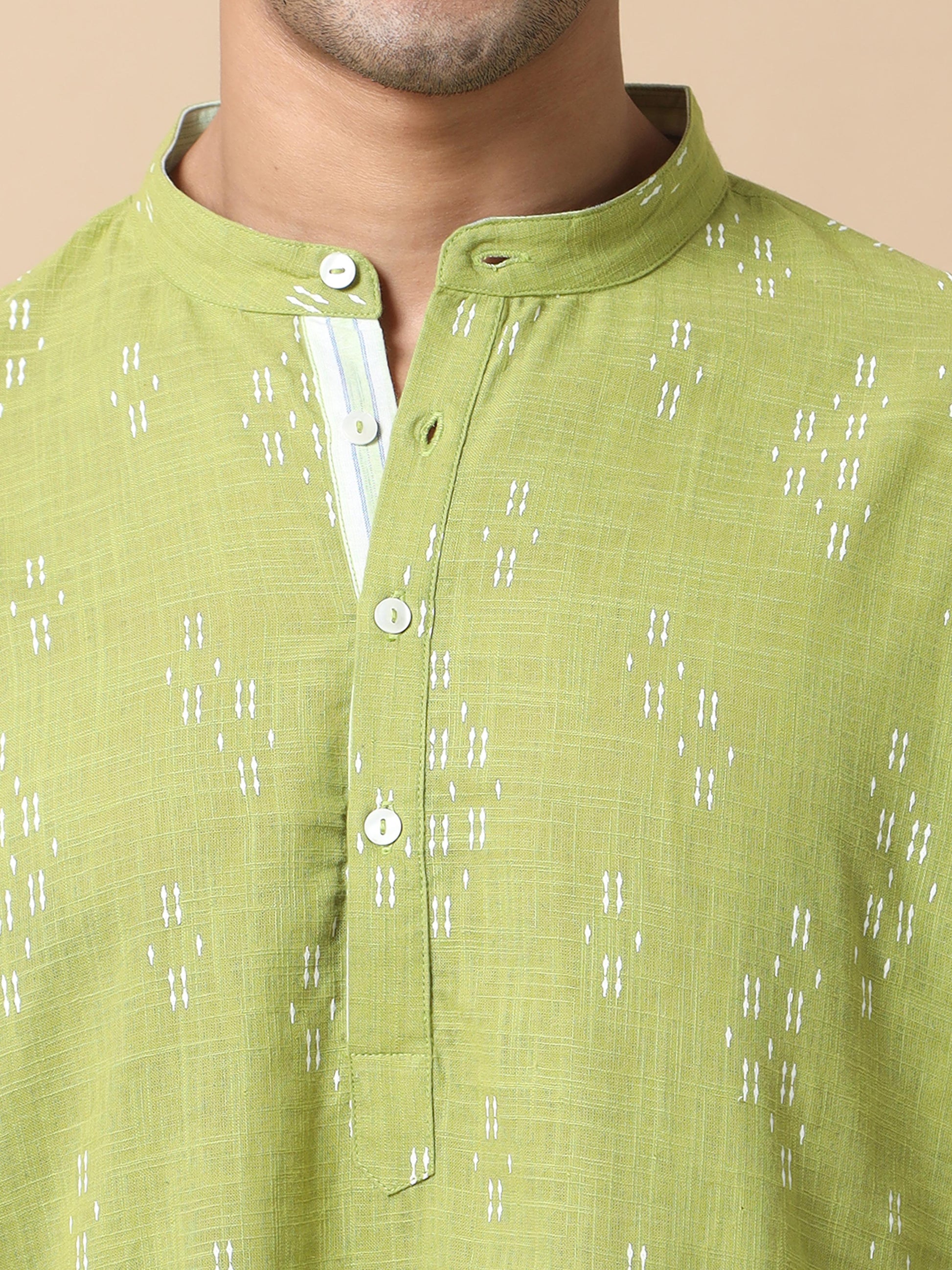 Pista Green printed kurta for men