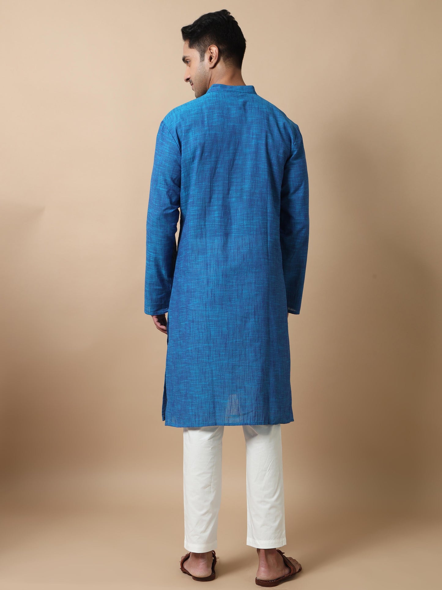 Royal Blue cotton long kurta for mens