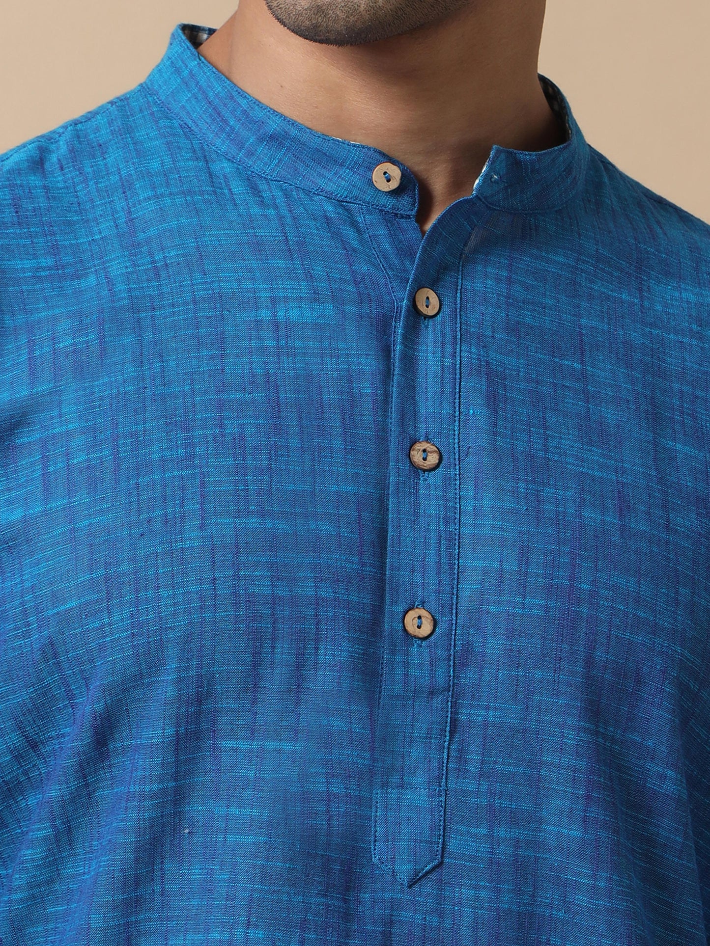 Royal Blue cotton long kurta for mens