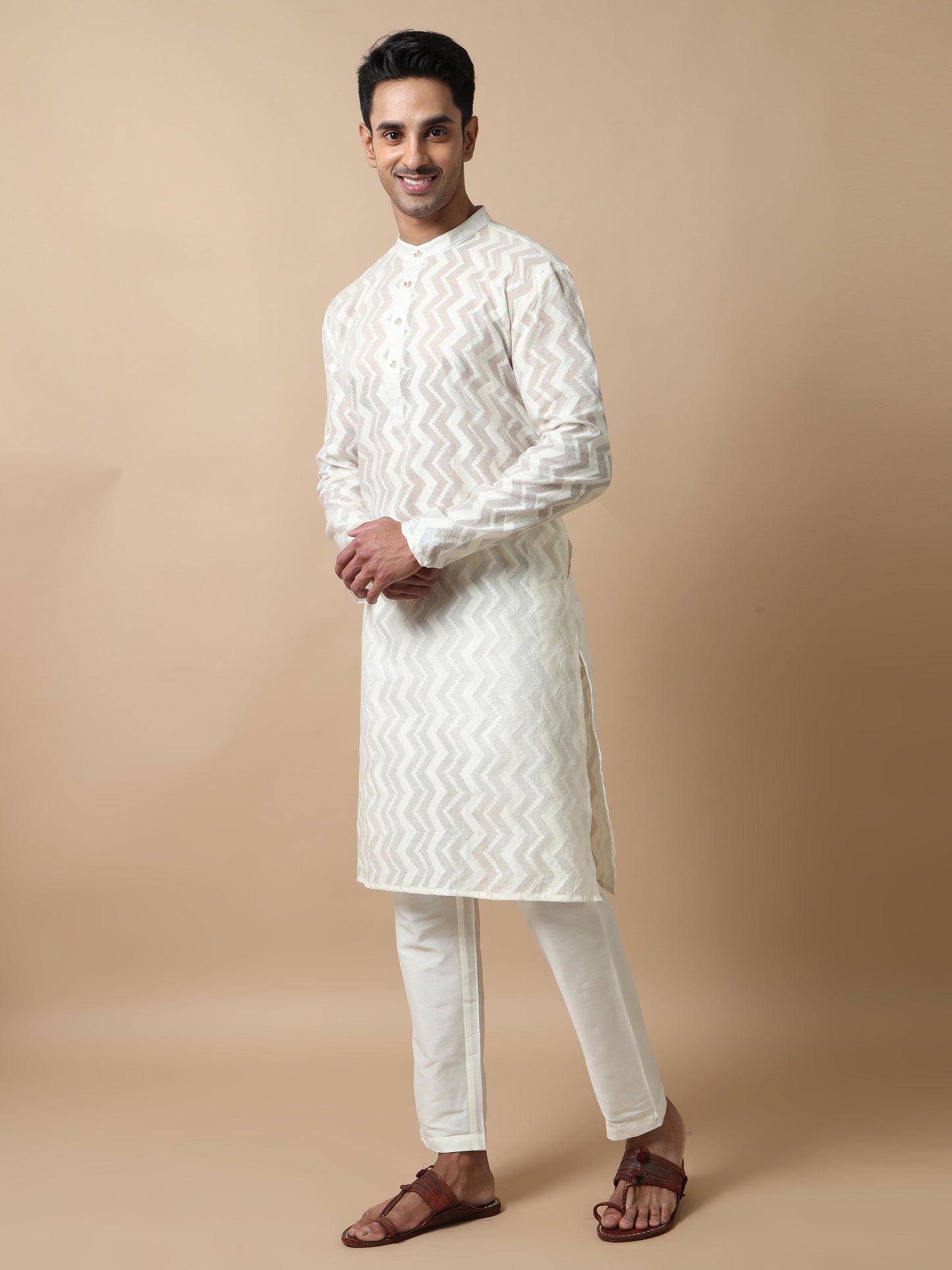 Kora Zig Zag long kurta for mens