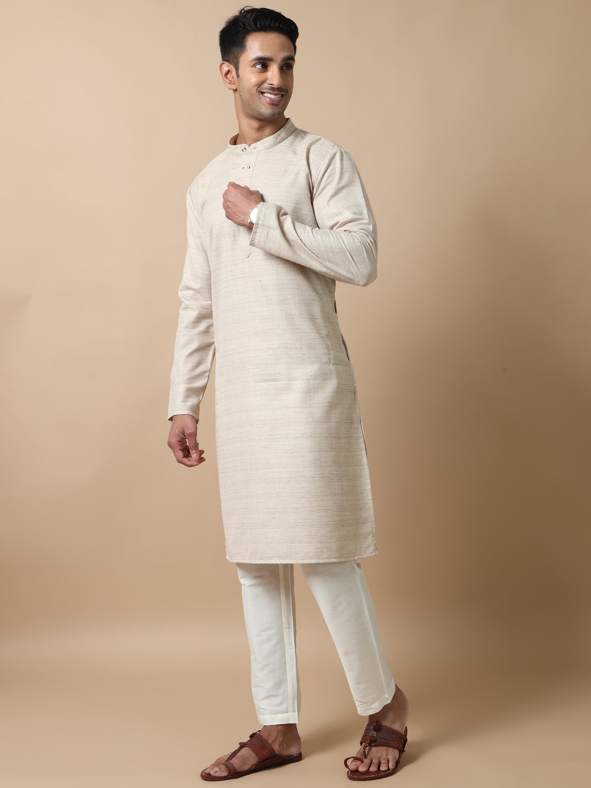 Grey Textured latest kurta for men