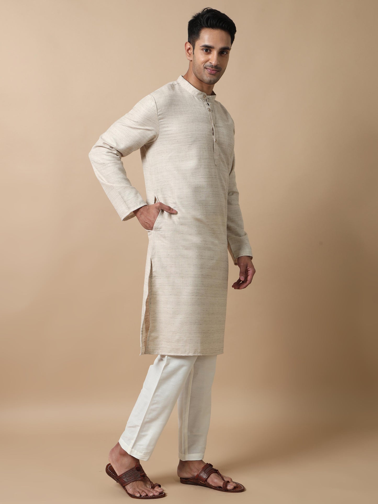 Grey Textured latest kurta for men