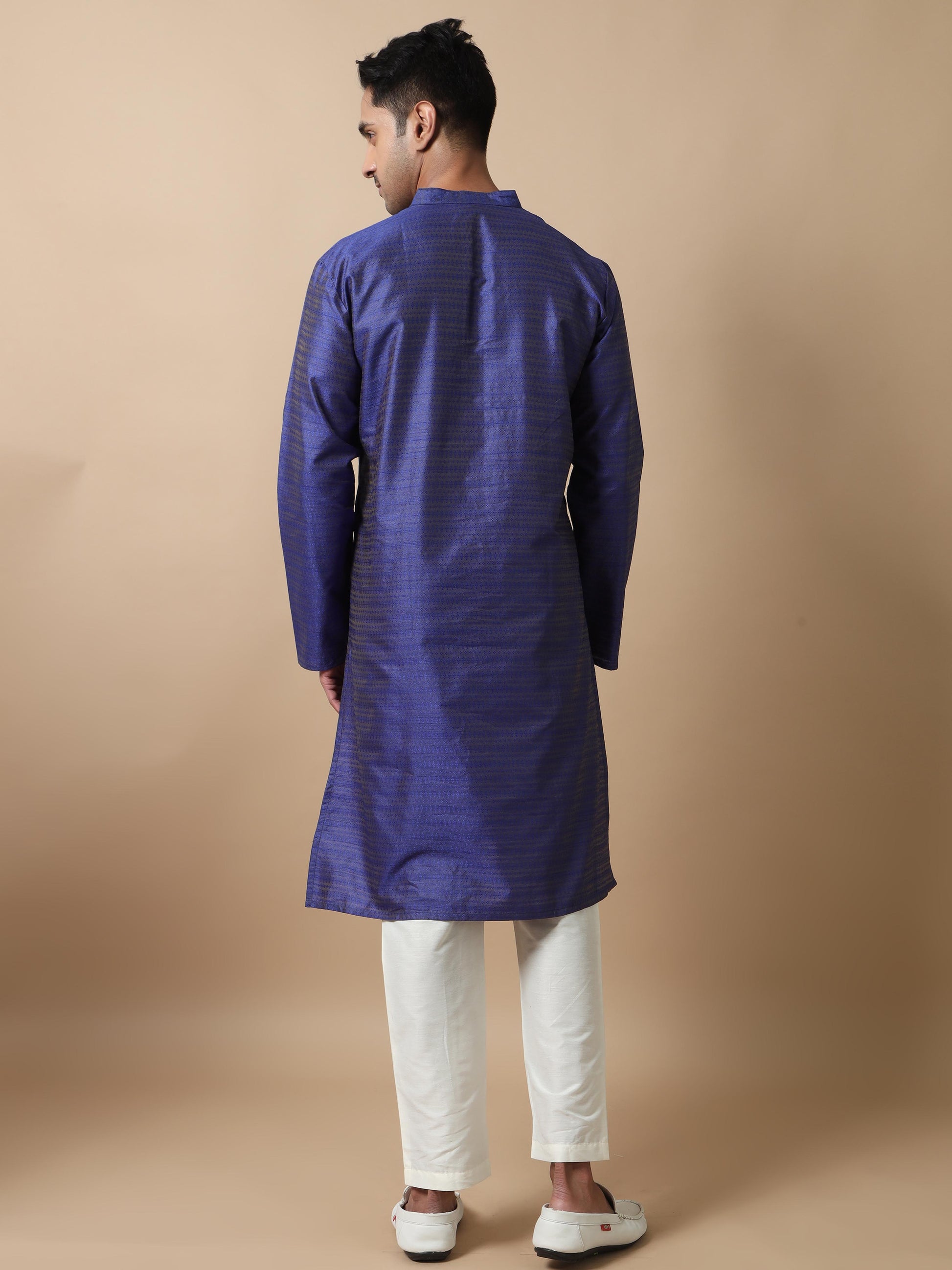 Navy Blue Textured mens trendy kurtas