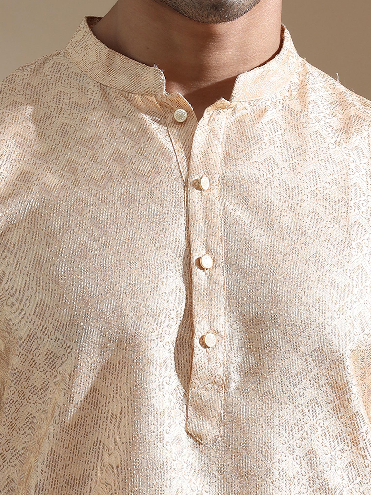 Cream Banaras mens long kurta online