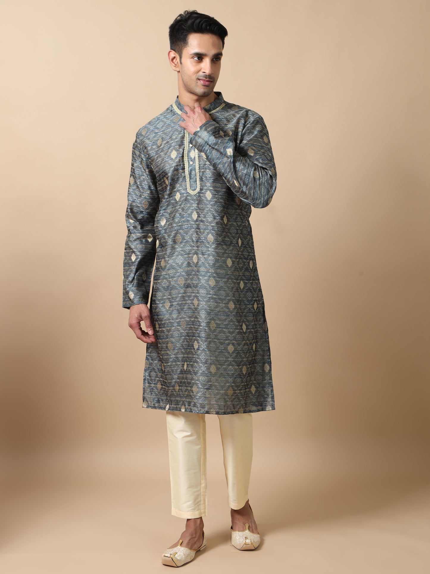 Moon Grey banarasi kurta for man