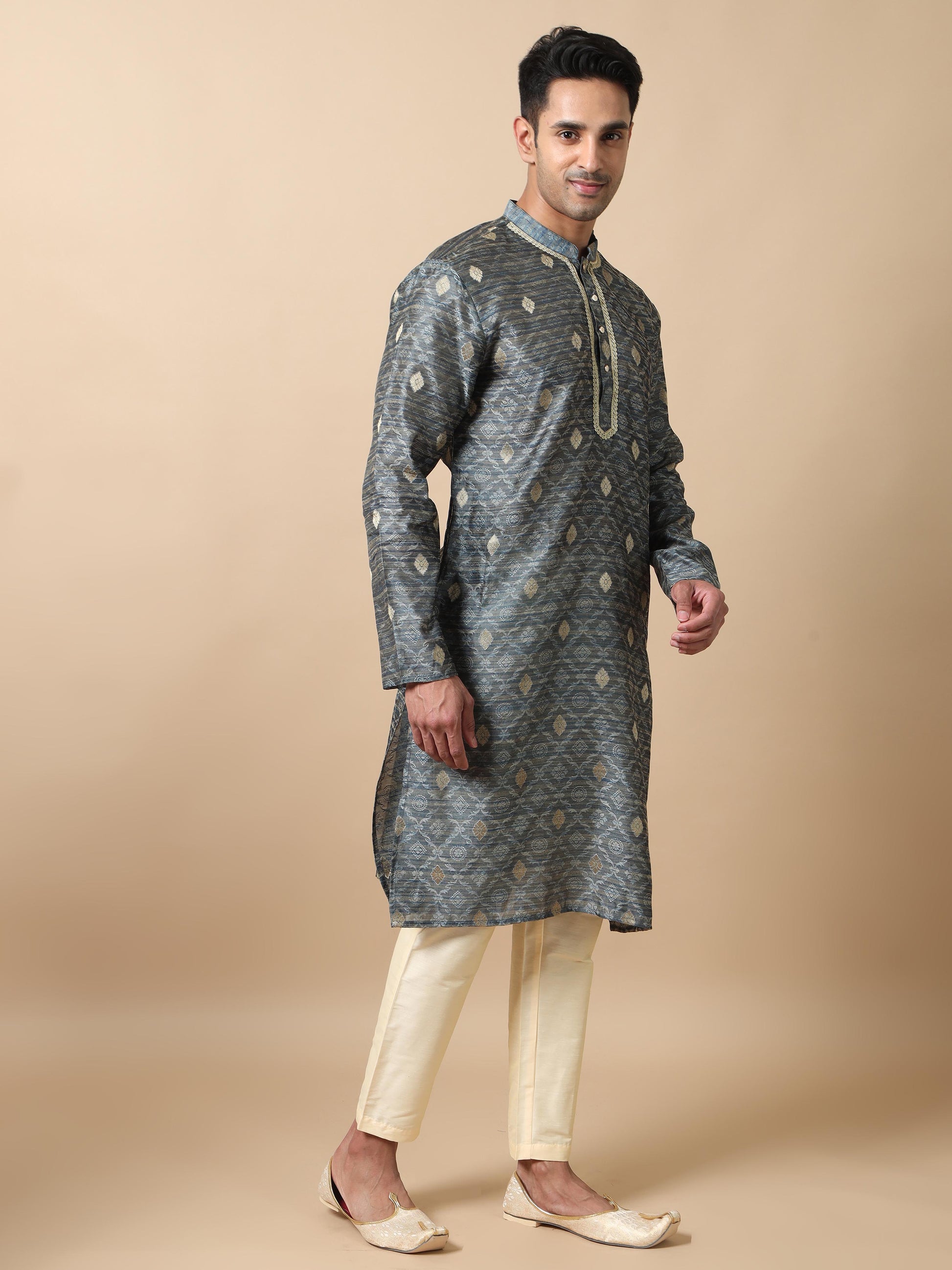 Moon Grey banarasi kurta for man